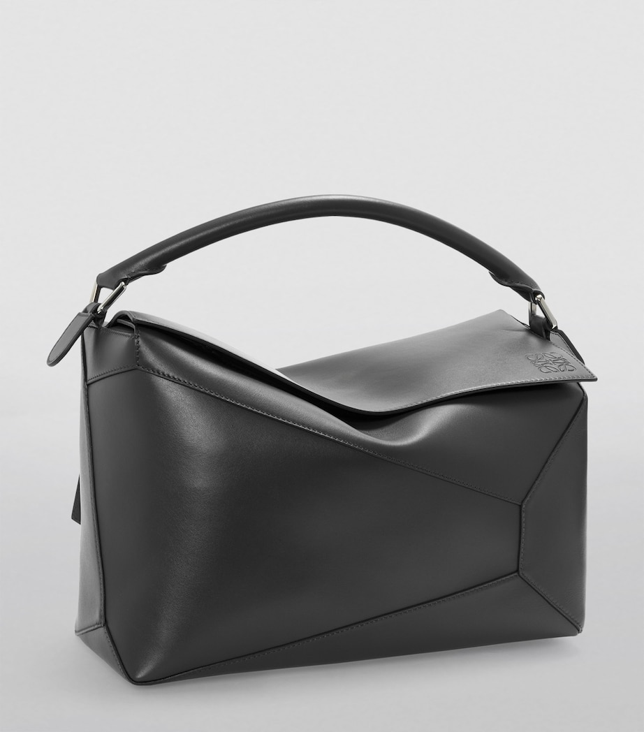 Leather Puzzle Top-Handle Bag BLACK Image 2