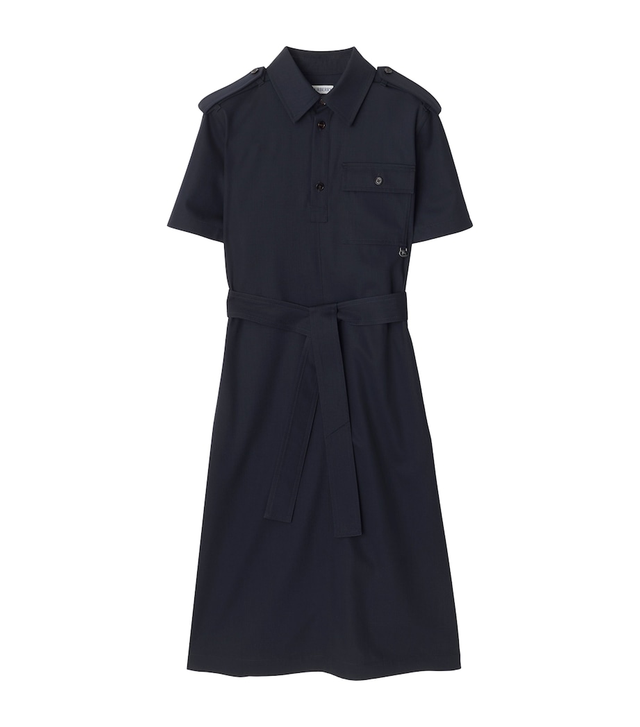 Wool Mini Shirt Dress NAVY Image 1