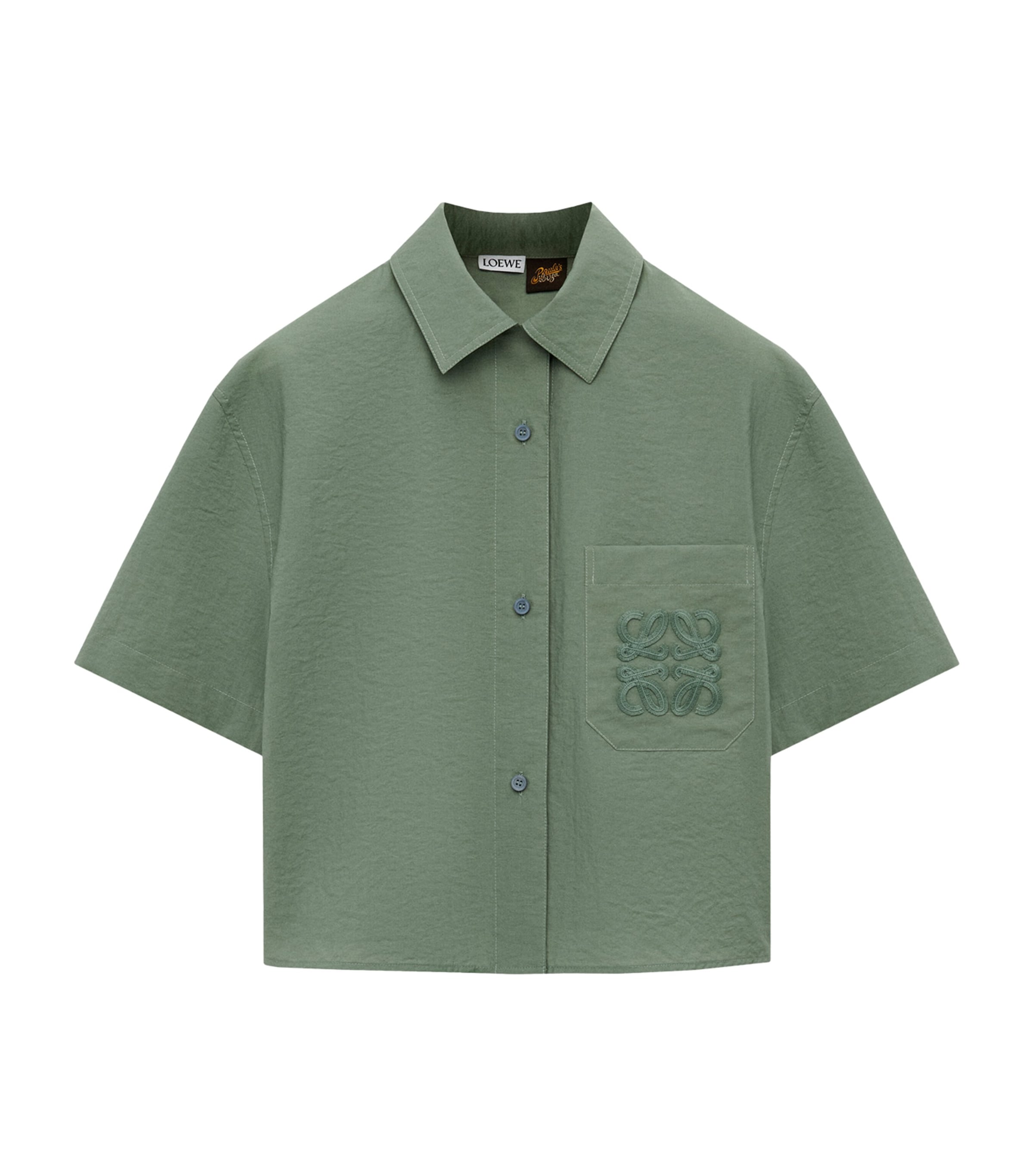 x Paula's Ibiza Cotton-Blend Anagram Shirt SAGE Image 1