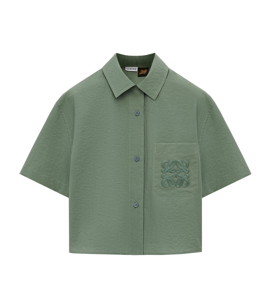 x Paula's Ibiza Cotton-Blend Anagram Shirt SAGE Image 1