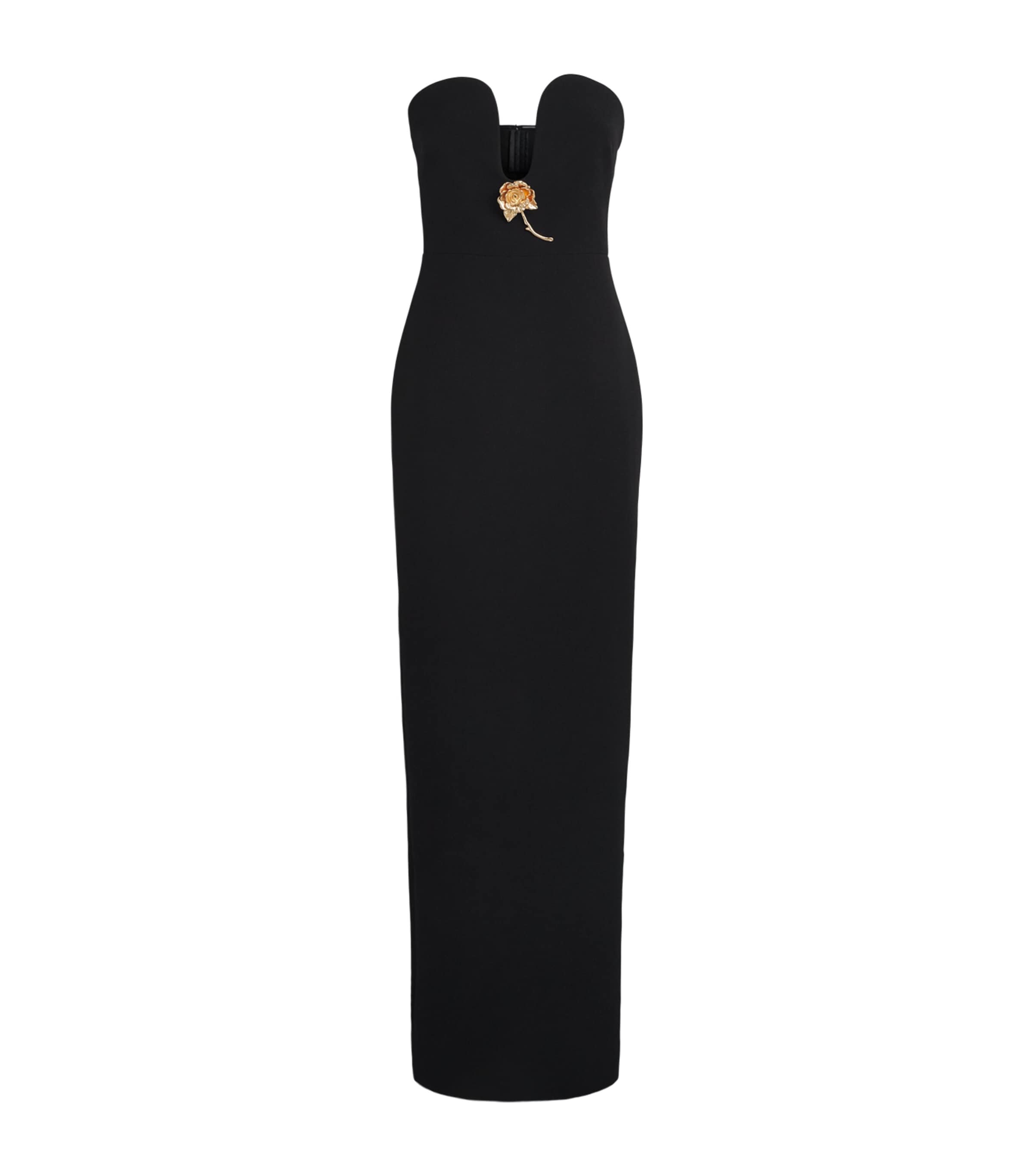 Roland Mouret Brooch-Detail Maxi Dress Black