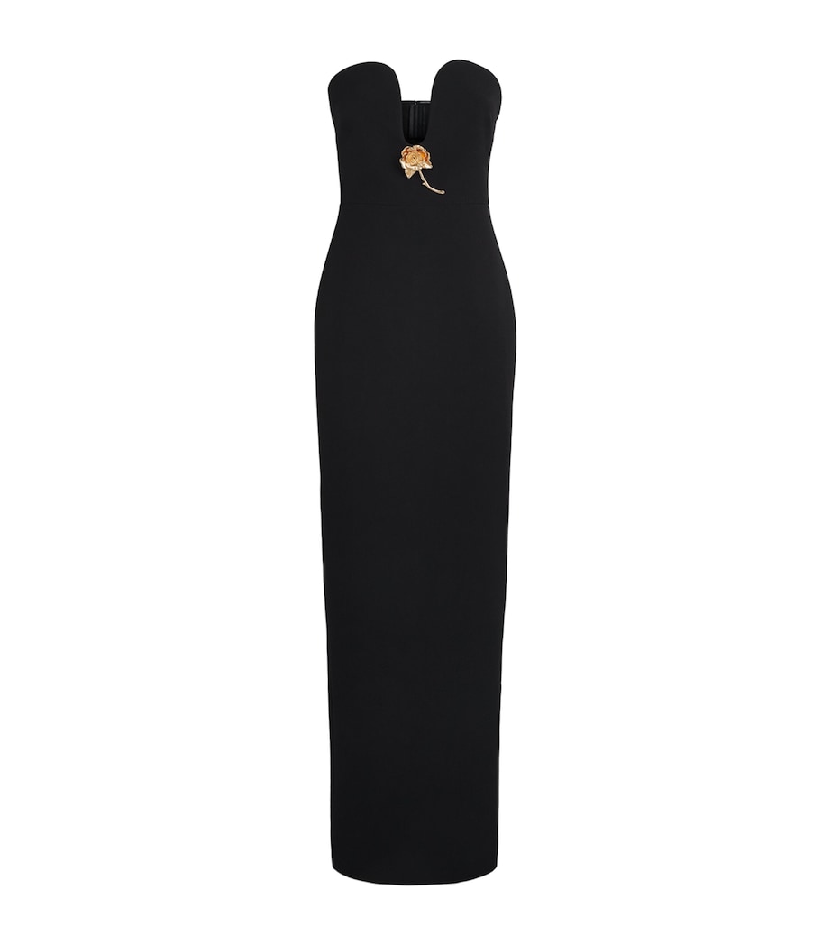 Roland Mouret Womens Brooch-Detail Maxi Dress Black Image 1