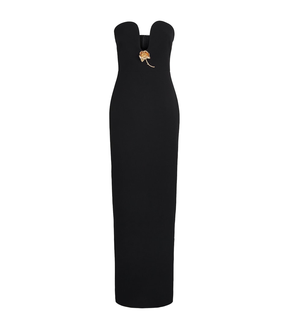 Roland Mouret Brooch-Detail Maxi Dress Black