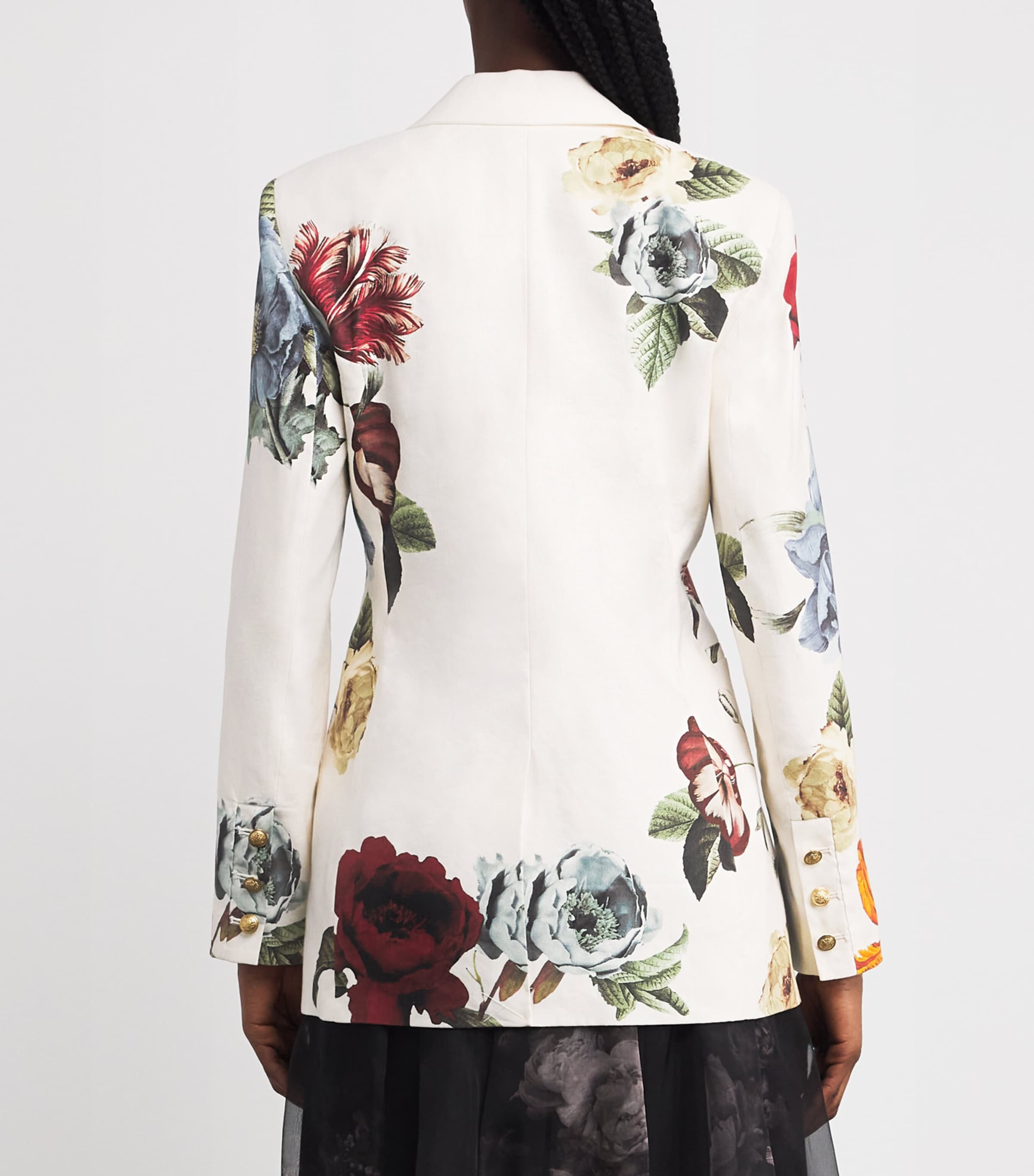 Alice+Olivia Womens Linen-Blend Floral Breann Blazer Provnce Flrl Lg Image 4