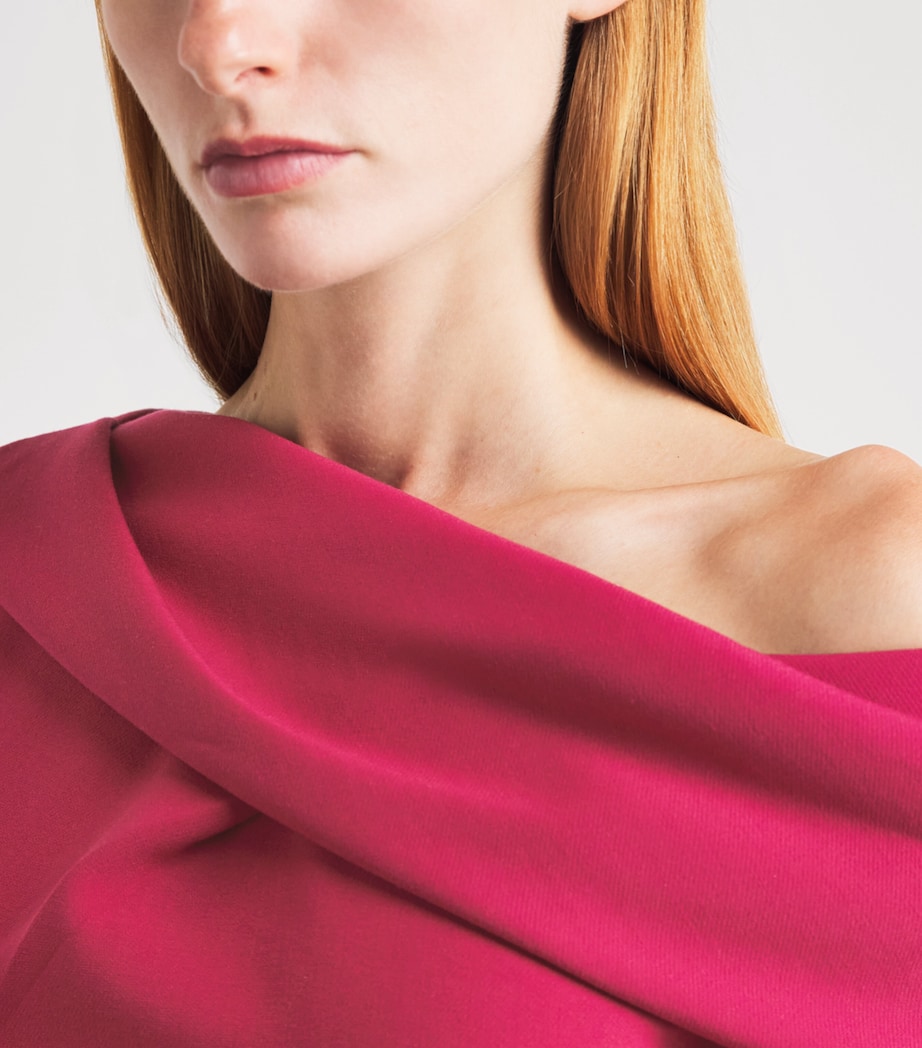 Roland Mouret Womens Asymmetric Midi Dress Dark Pink Image 3