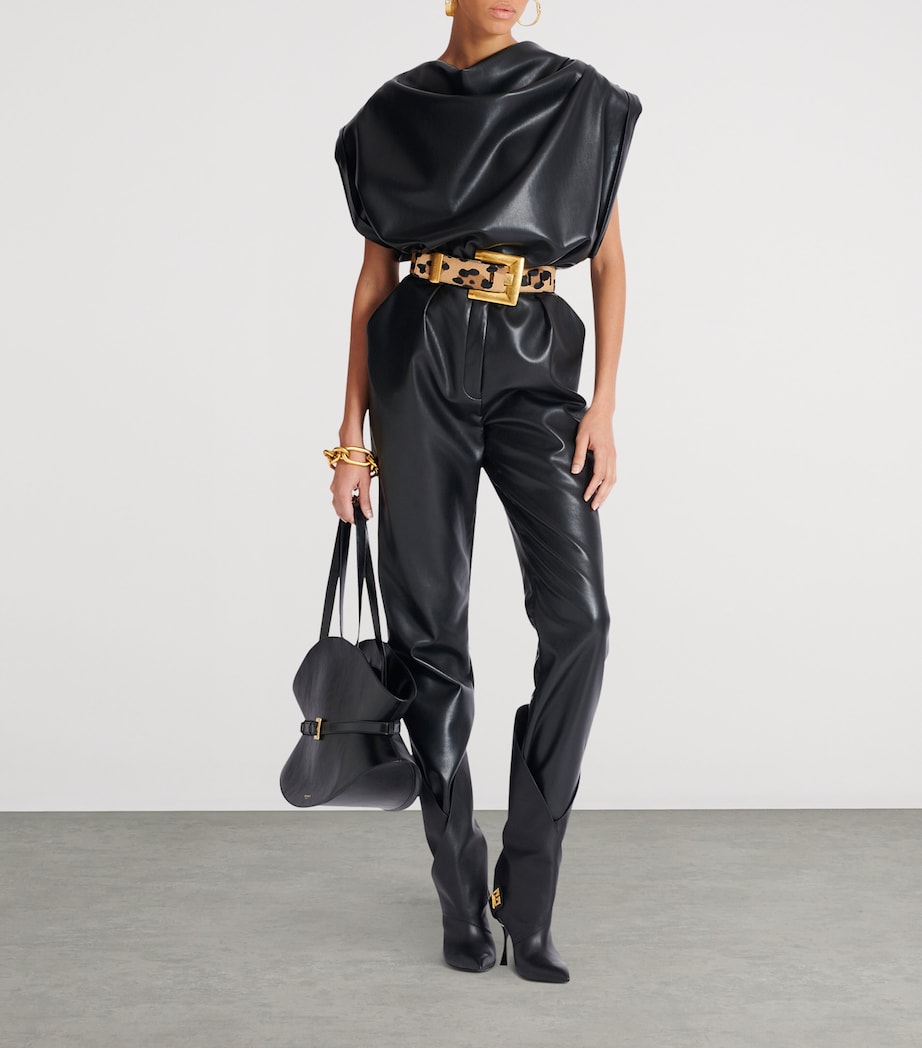 Faux Leather High-Rise Slim Trousers 0PA NOIR Image 3