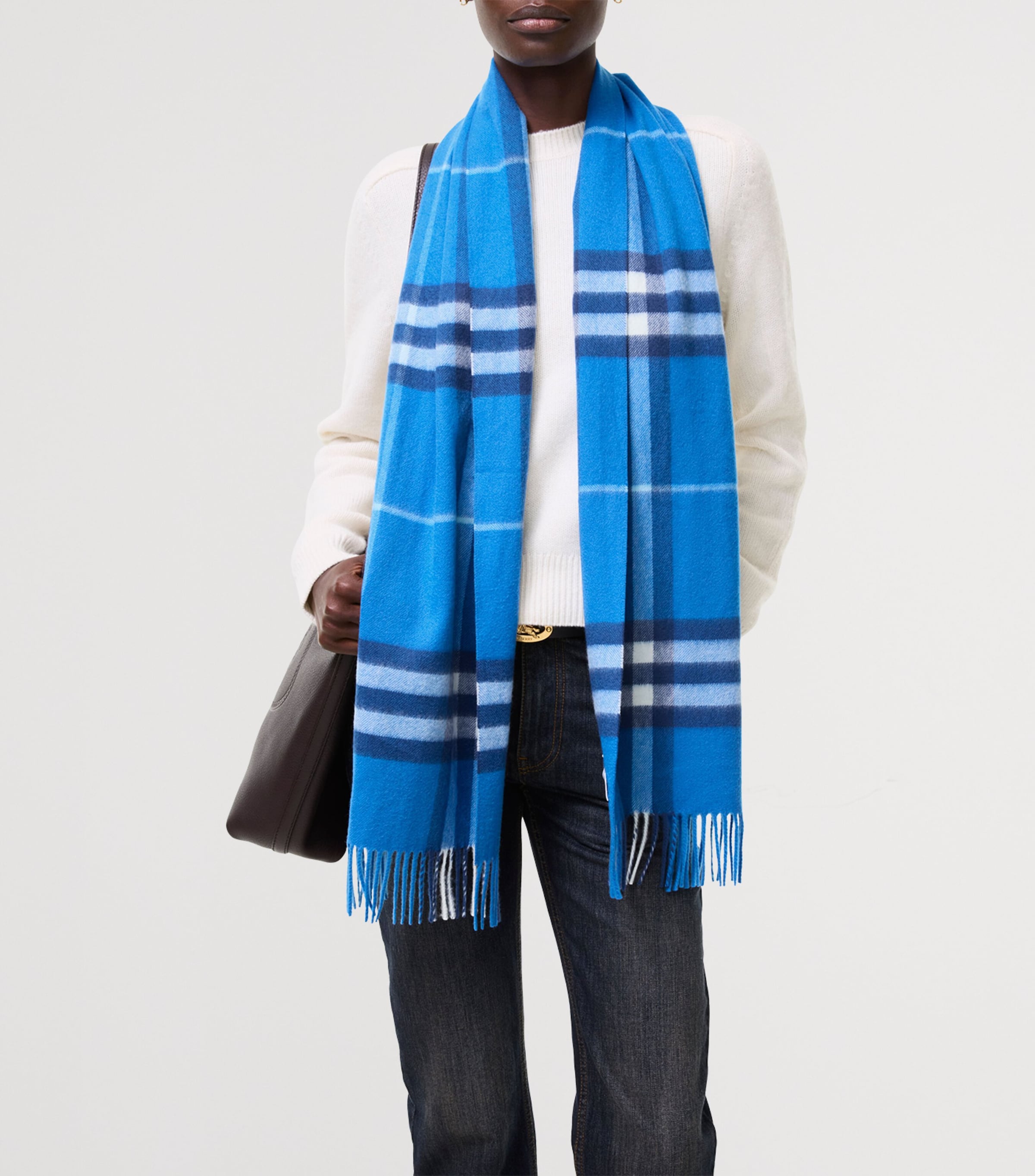 Burberry Cashmere Check Scarf Lido Blue Image 4