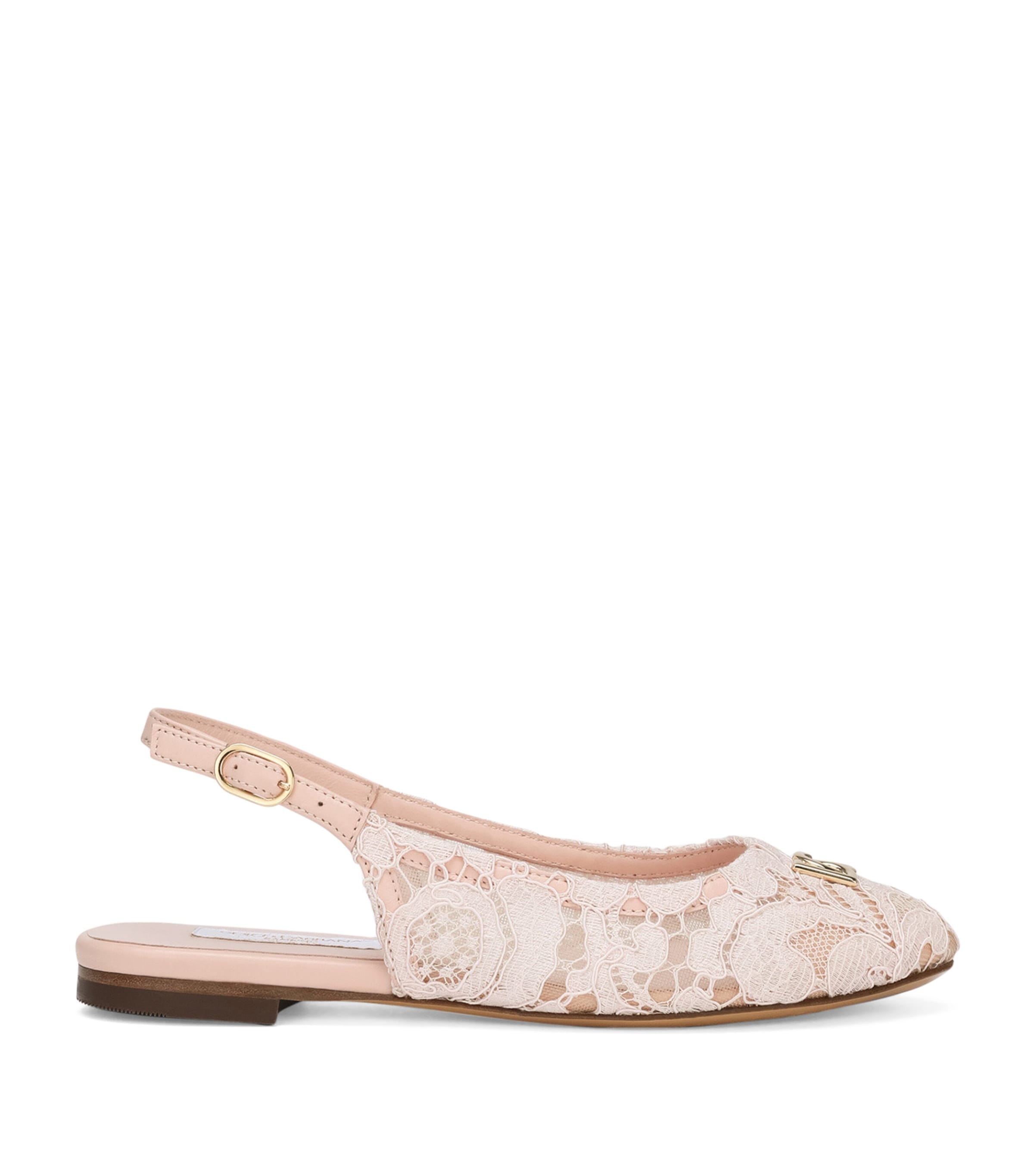 Dolce & Gabbana Kids' Cordonetto Lace Slingbacks With Dg Logo In Pink