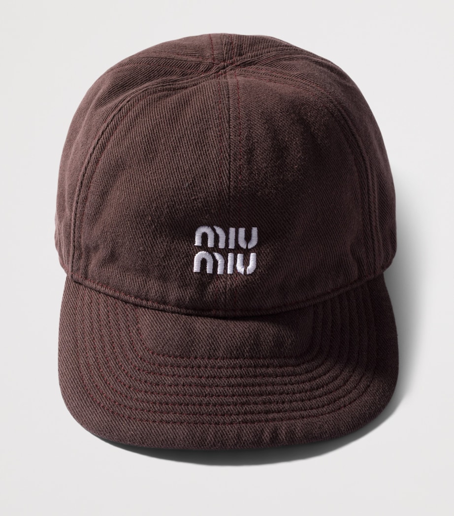 Miu Miu Cotton Cord-Detail Baseball Cap Image 3