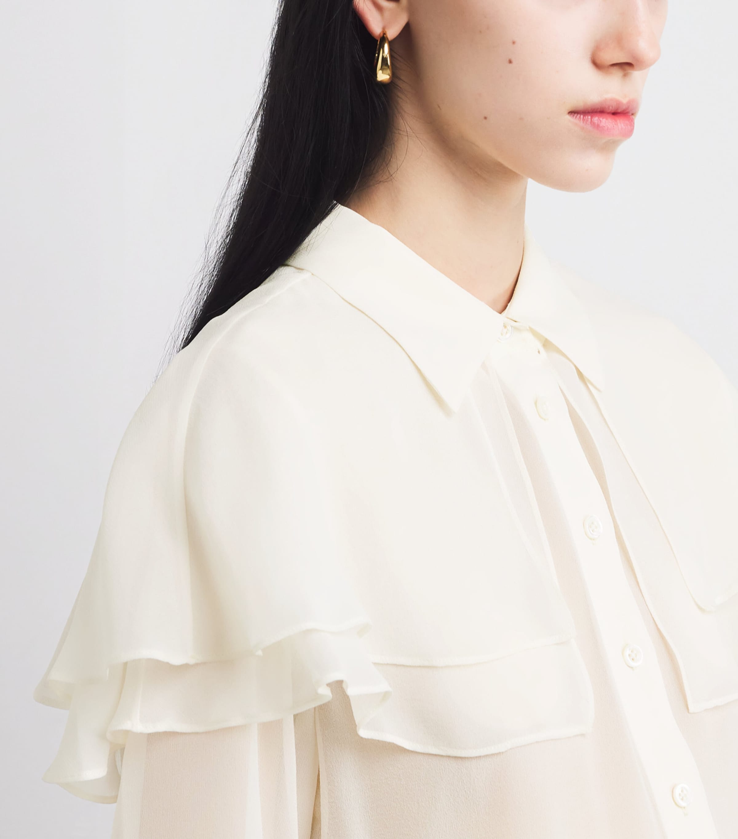 Silk Cape Blouse CREAM Image 6