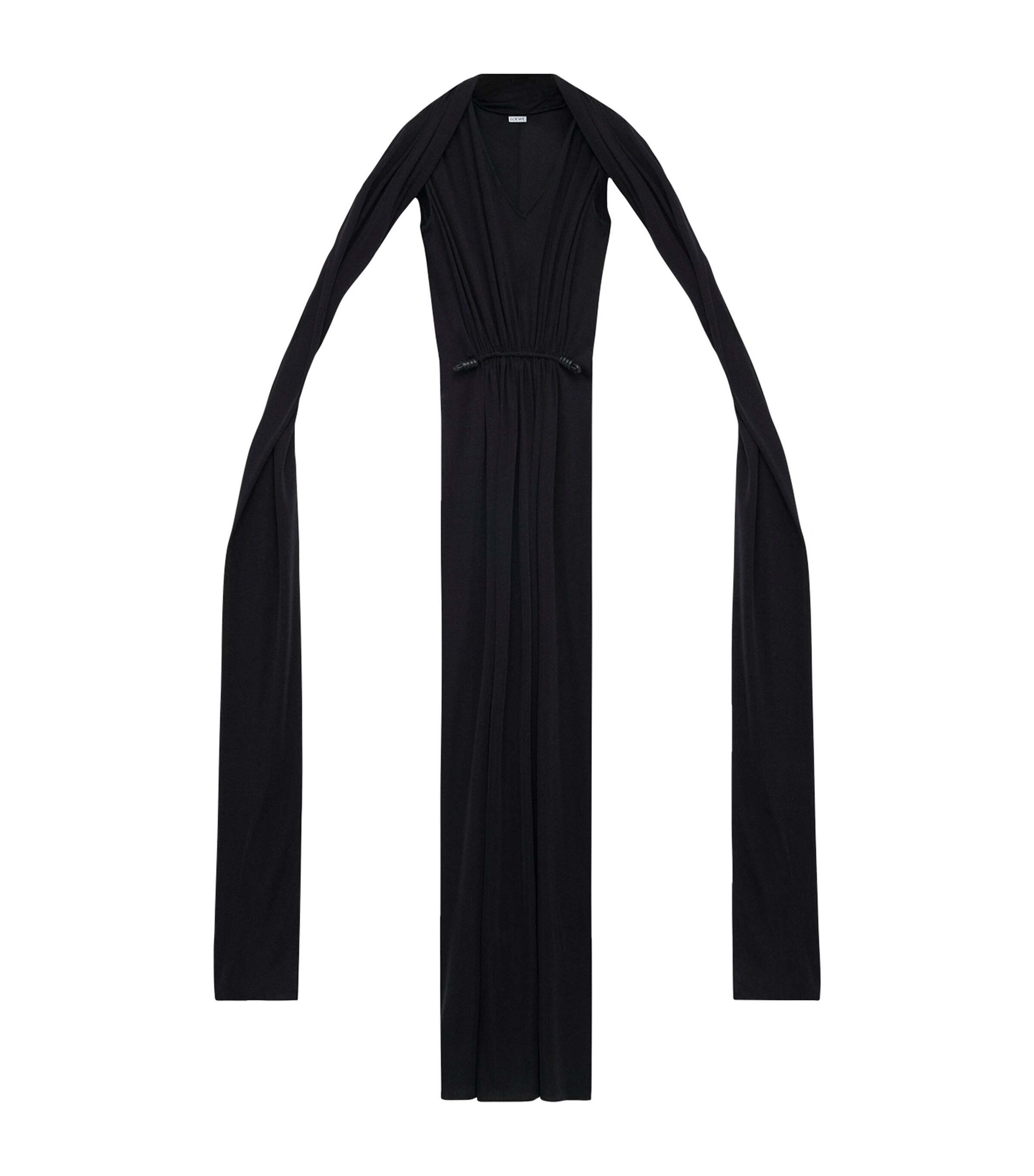 LOEWE Womens Silk Flamenco Maxi Dress Black Image 2