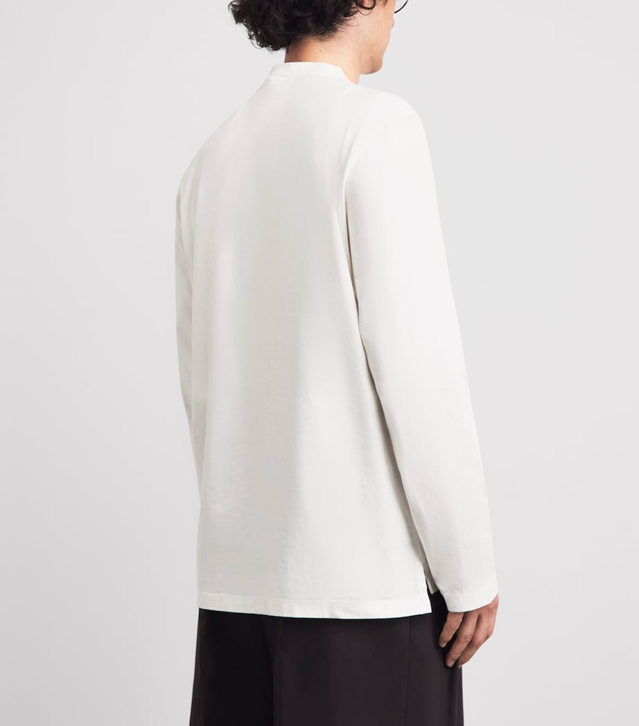 Barena Mens Cotton Jersey Henley Top Bianco Image 5