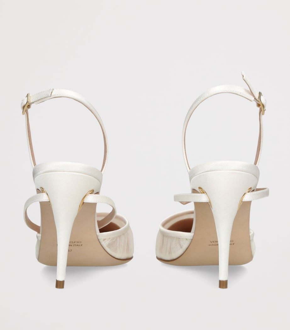 Jennifer Chamandi Tulle Vittorio Slingback Pumps 85 White Image 2
