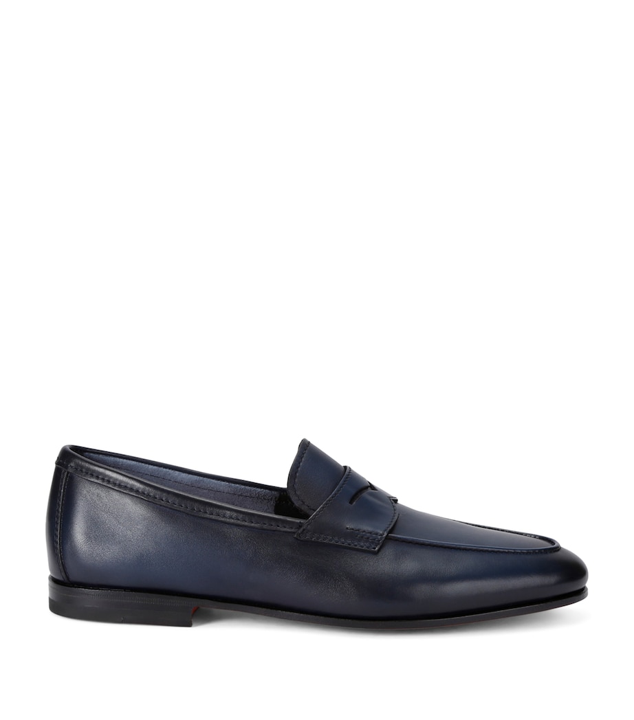 Leather Carlos Penny Loafers NAVY Image 1