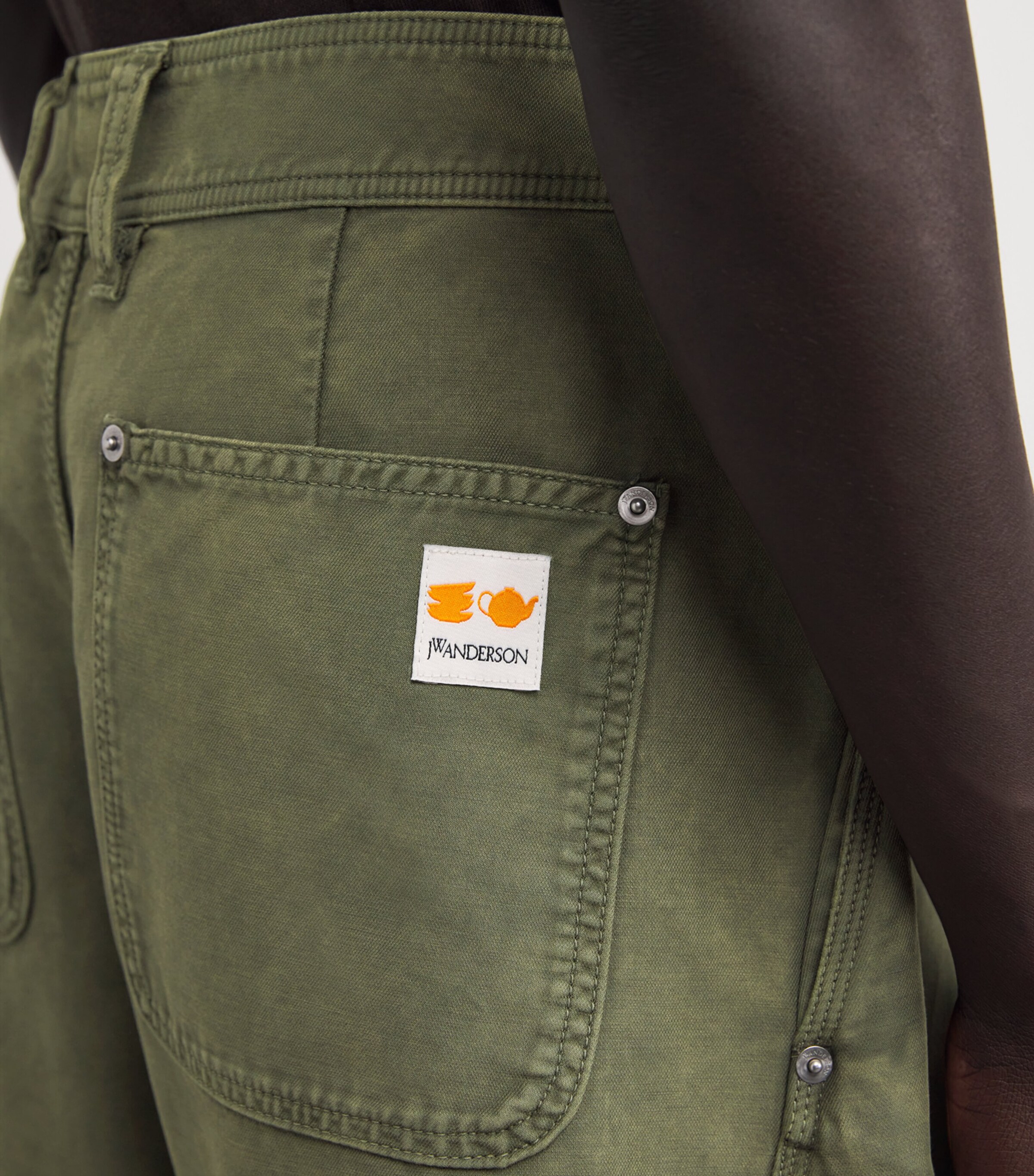 JW Anderson Mens Cotton Twisted Seam Trousers Olive Image 6