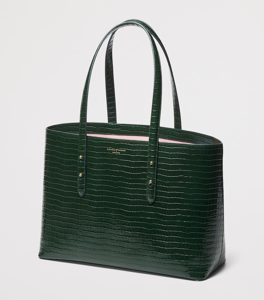 Aspinal Of London Leather Croc-Embossed Regent Tote Bag Evergreen Image 2