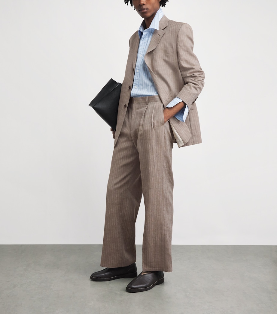 Sunflower Mens Linen-Wool Stripe Trousers Pleater Trouser Image 2