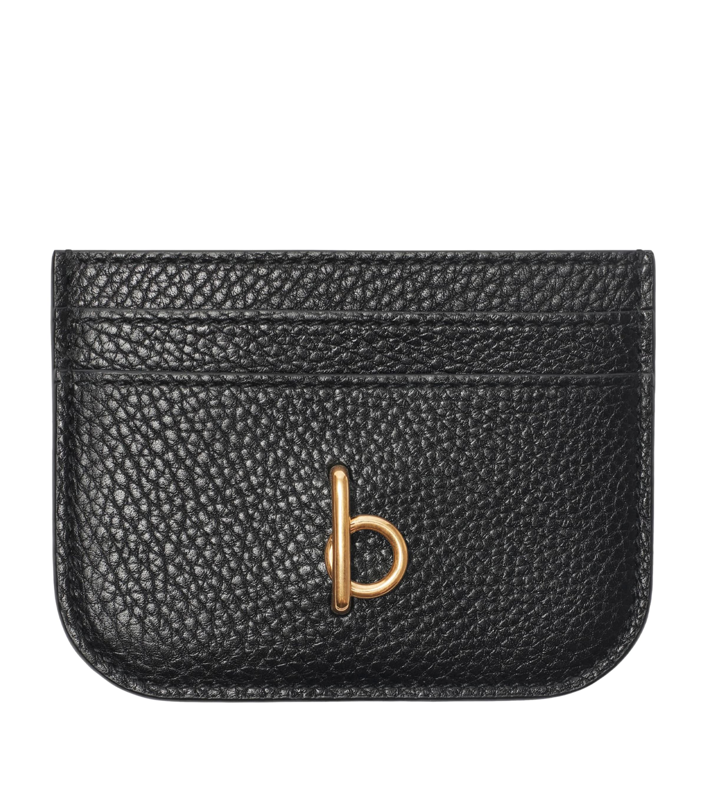 Burberry Calf Leather Rocking Horse Card Holder In Black