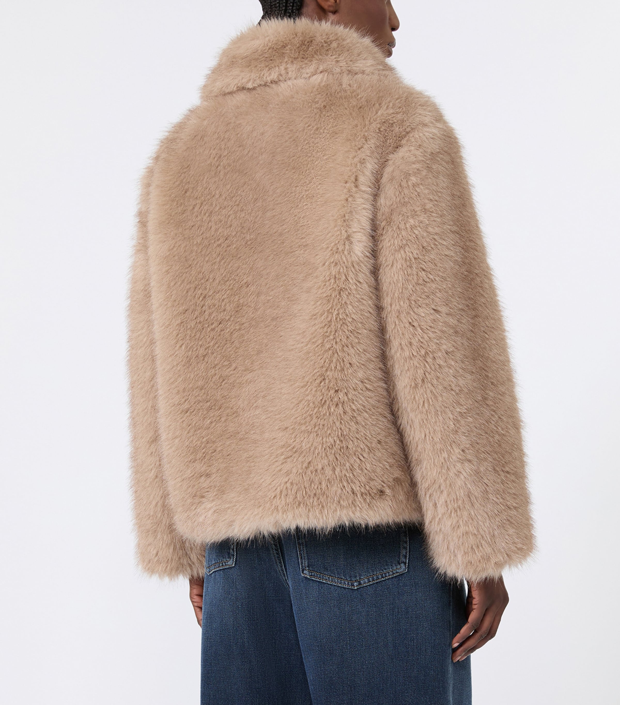 Max Mara Womens Faux Fur Short Coat Honey Image 4
