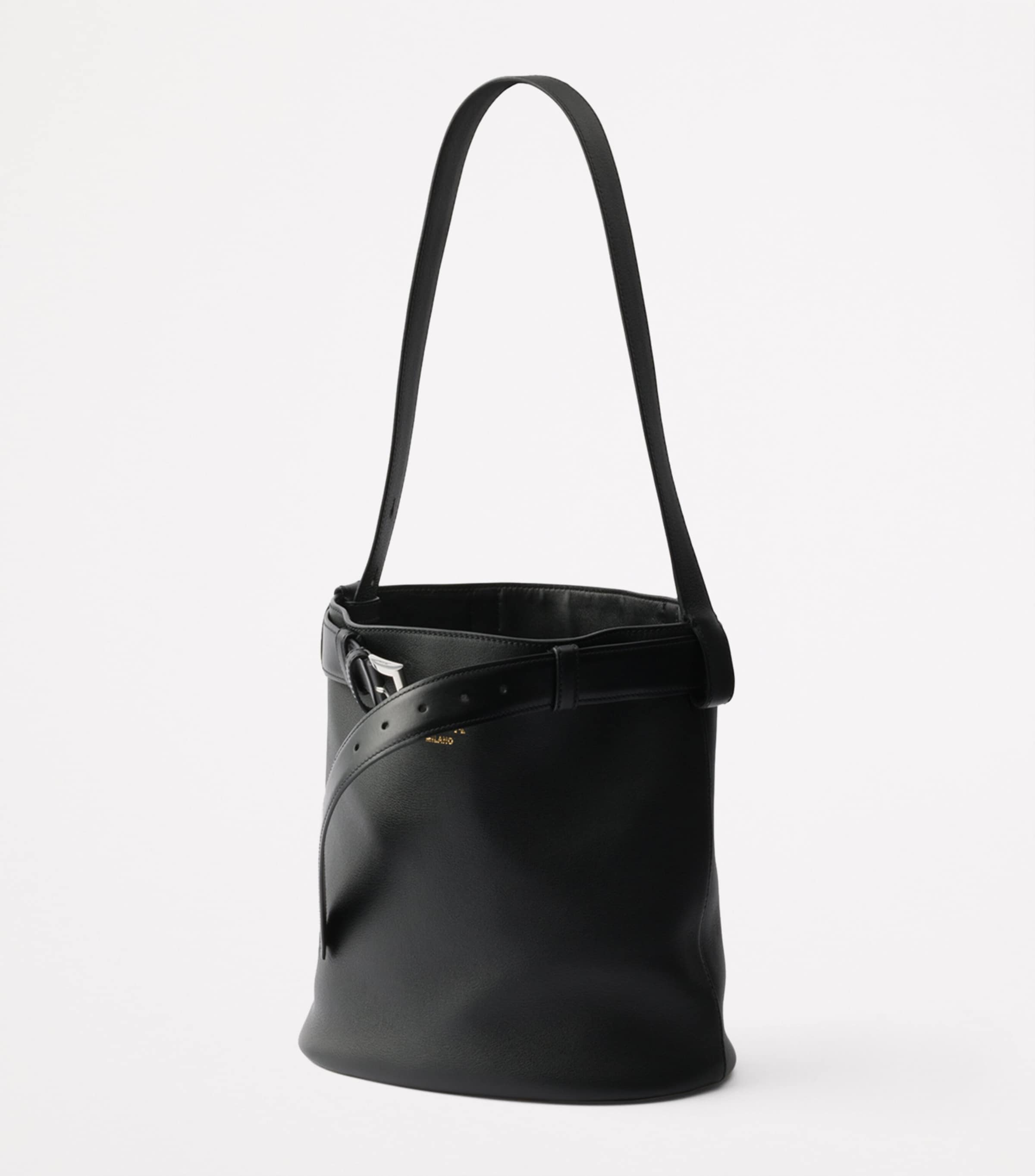 Leather Buckled Bucket Bag F0002 Image 2