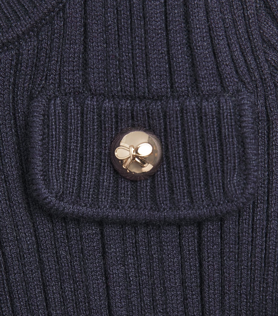 Self-Portrait Kids Rib-Knit Dress (3-12 Years) Navy Image 3