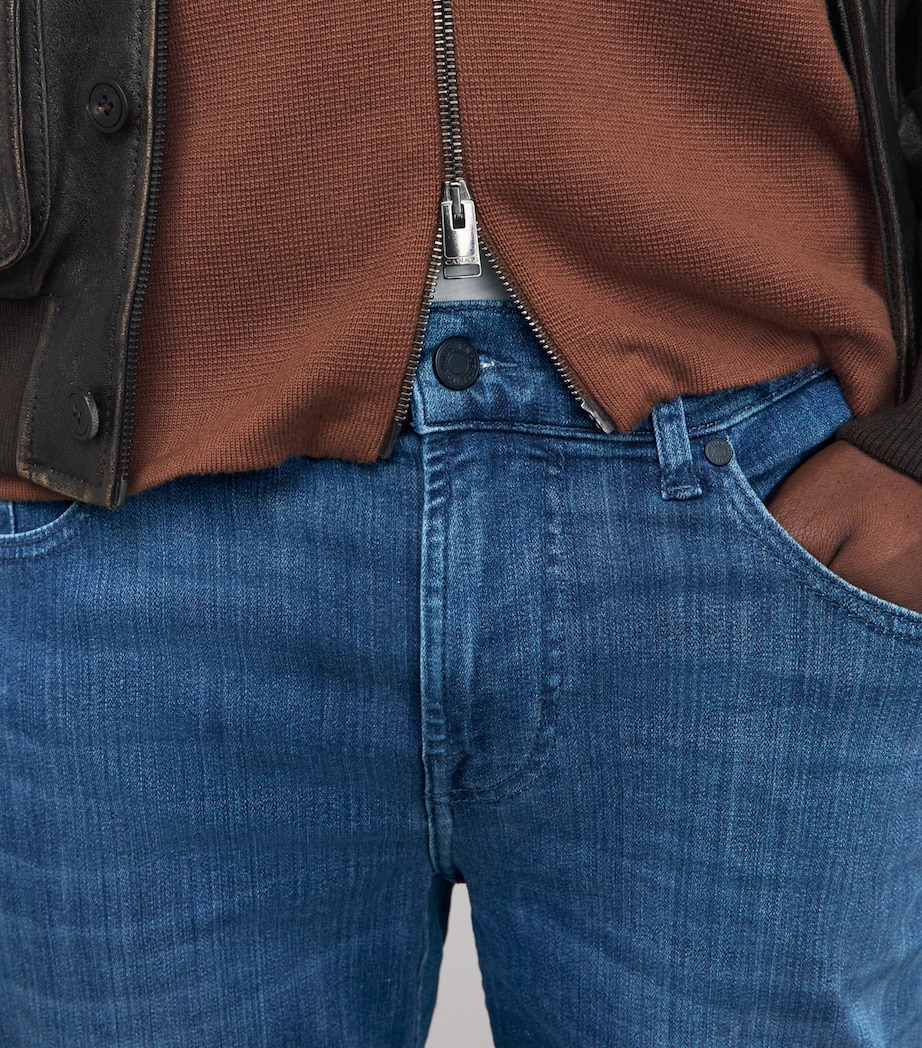 7 For All Mankind Mens Straight Luxe Performance Jeans Mid Blue Image 3