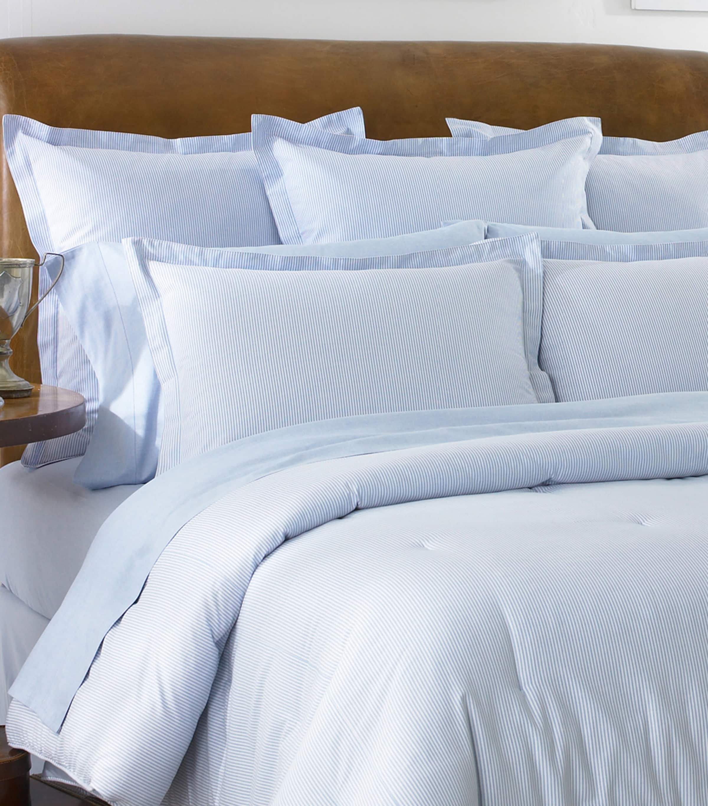 Ralph Lauren Home Oxford II Blue Standard Housewife Pillowcase Pair (50cm x 75cm) | Bedding | Bed Linens & Sets | Pillow Cases | Designers | Ralph Lauren Home