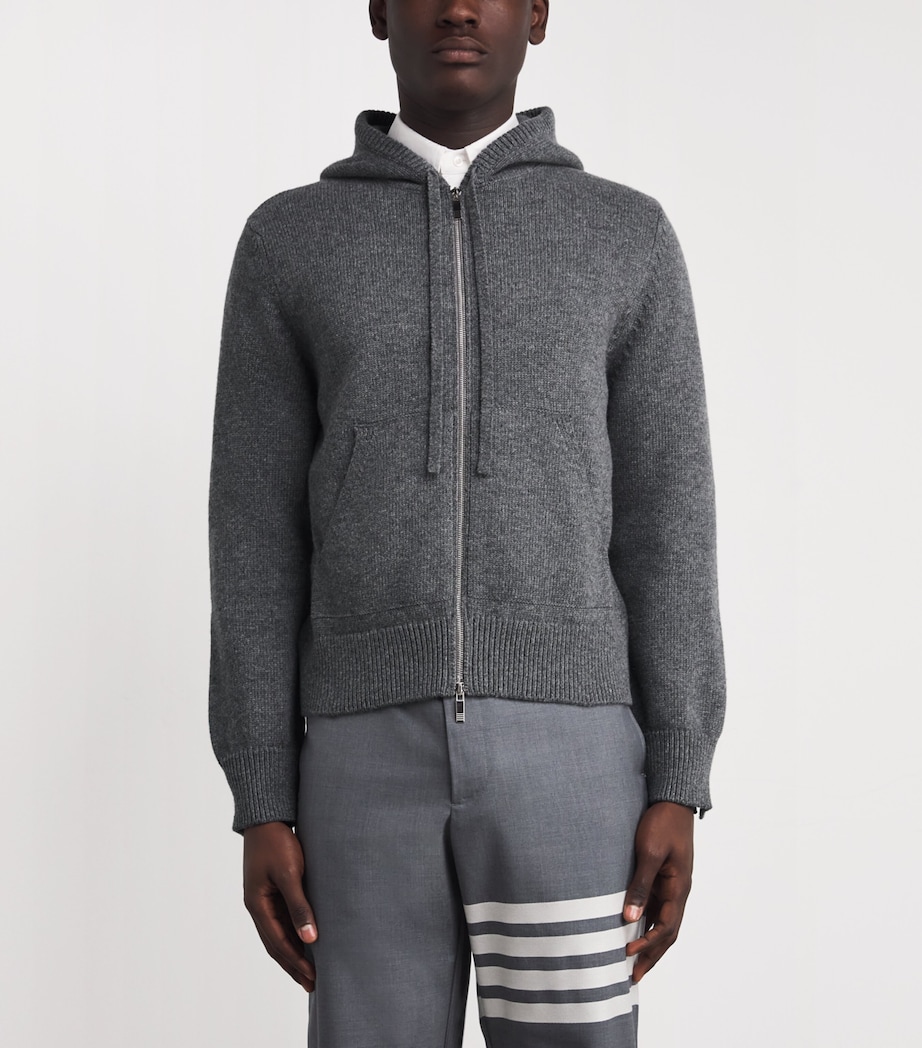Merino Wool Geese Zip-Up Hoodie MED GREY Image 3