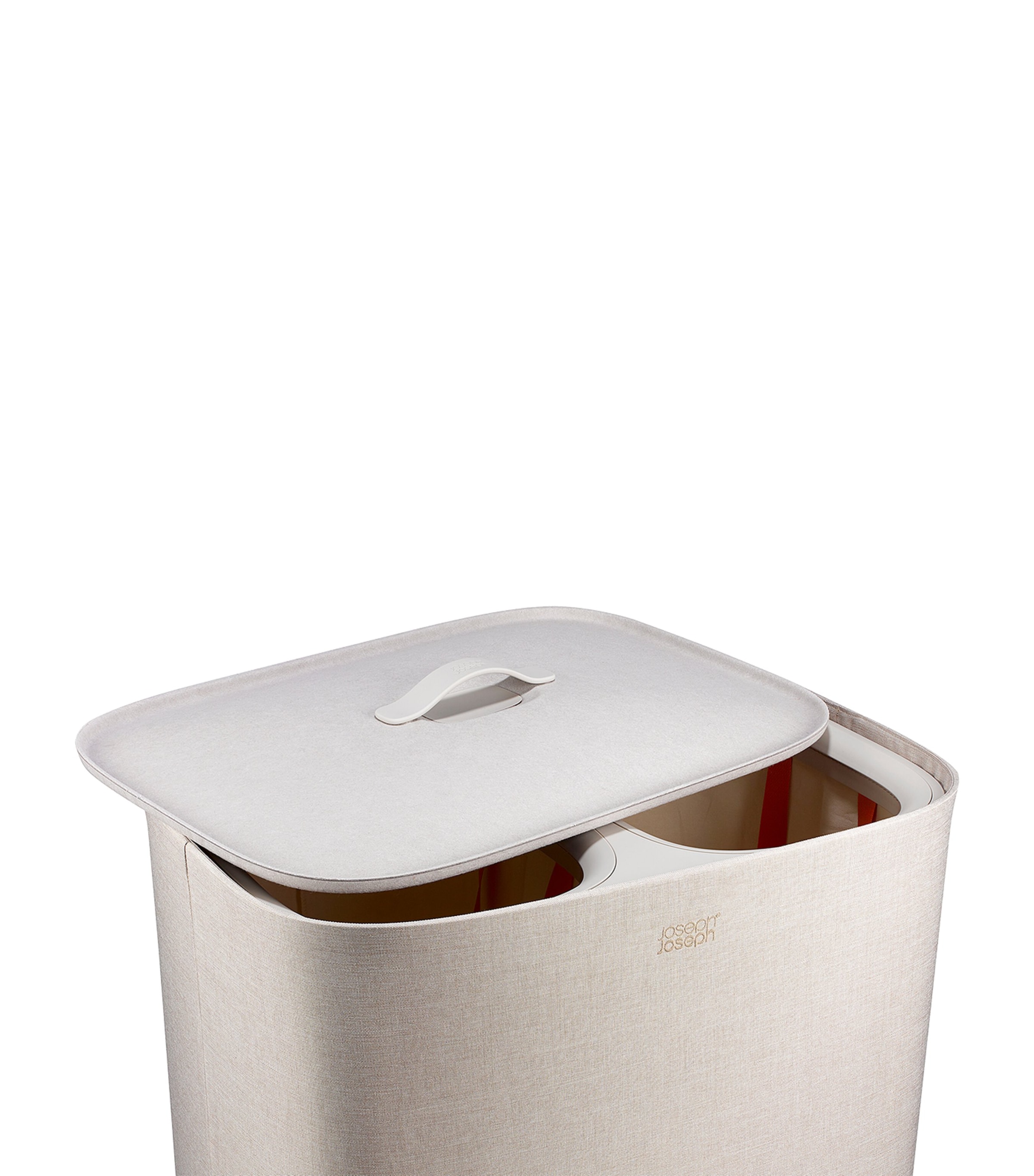 Joseph Joseph Total 2 Twin Laundry Basket (90L) Pale Mushroom Image 4