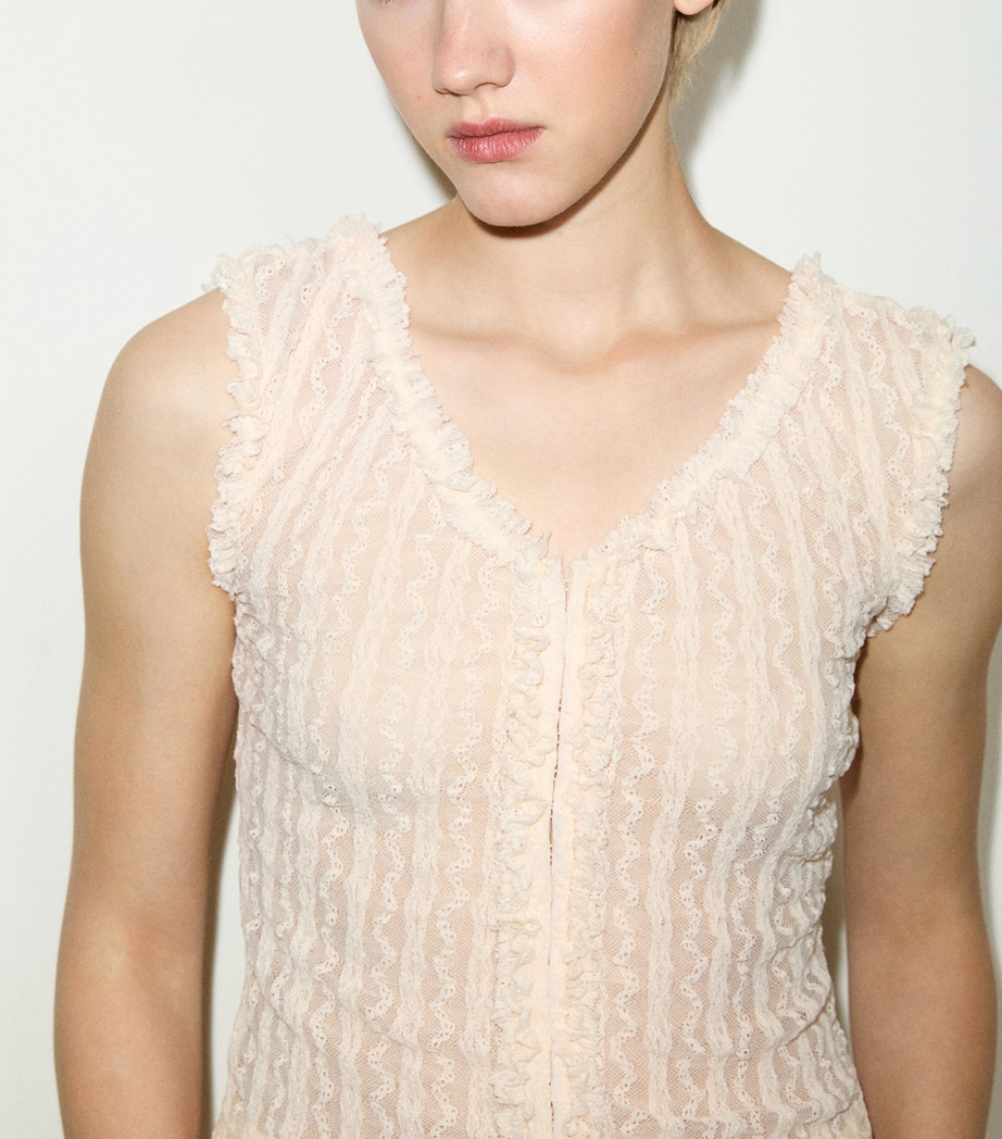 MAX&Co. Womens Lace Tank Top Ecru Image 5