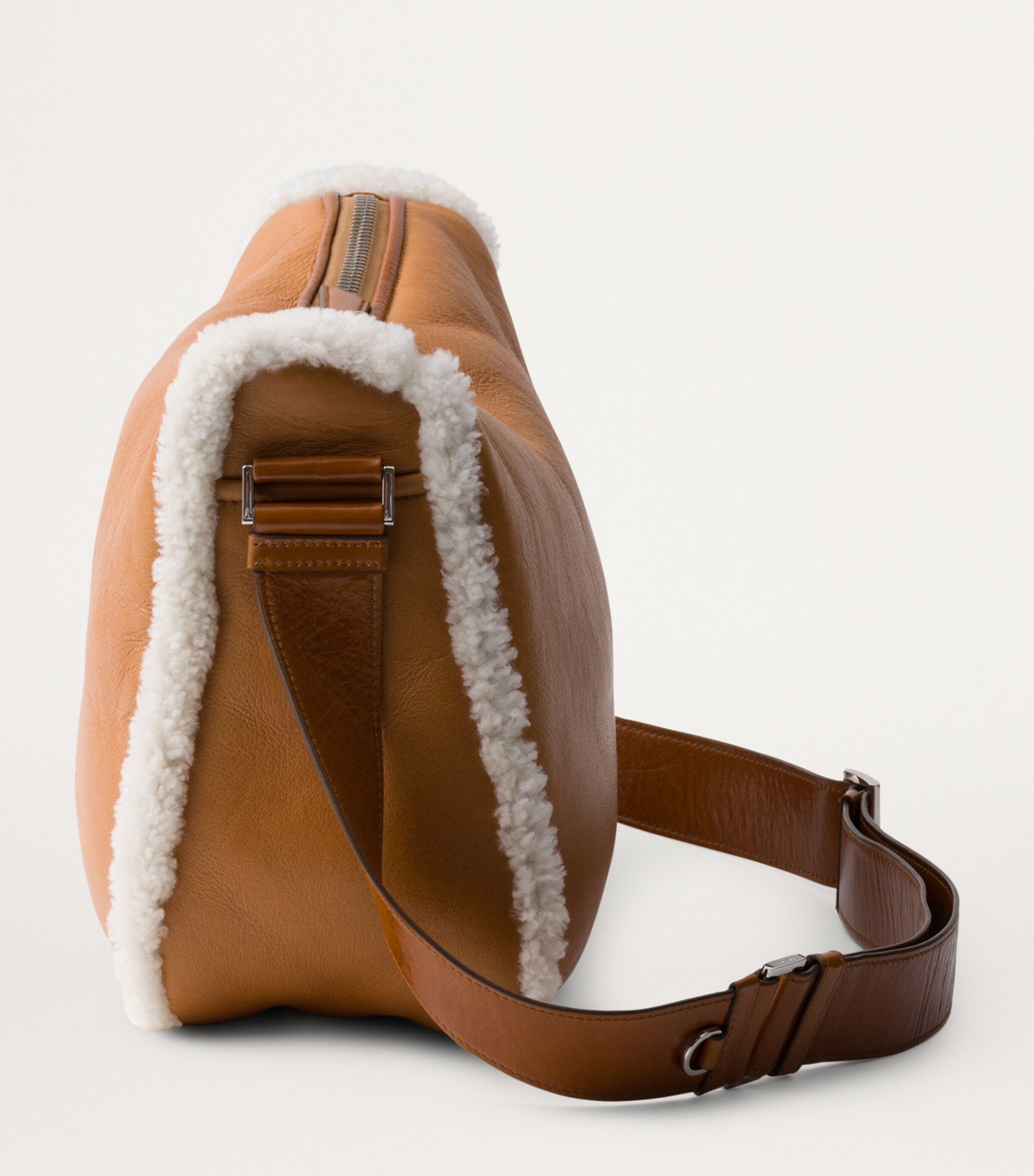 Shearling-Trimmed Shoulder Bag F036S Image 6