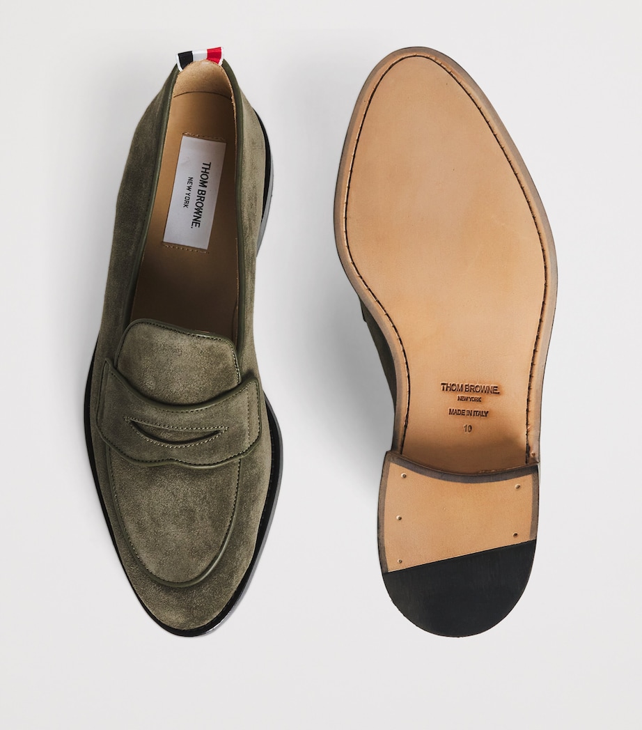 Leather Varsity Penny Loafers DK GREEN Image 7