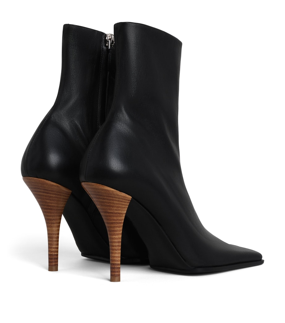 Alaïa Leather Square-Toe Ankle Boots 90 Noir Image 3