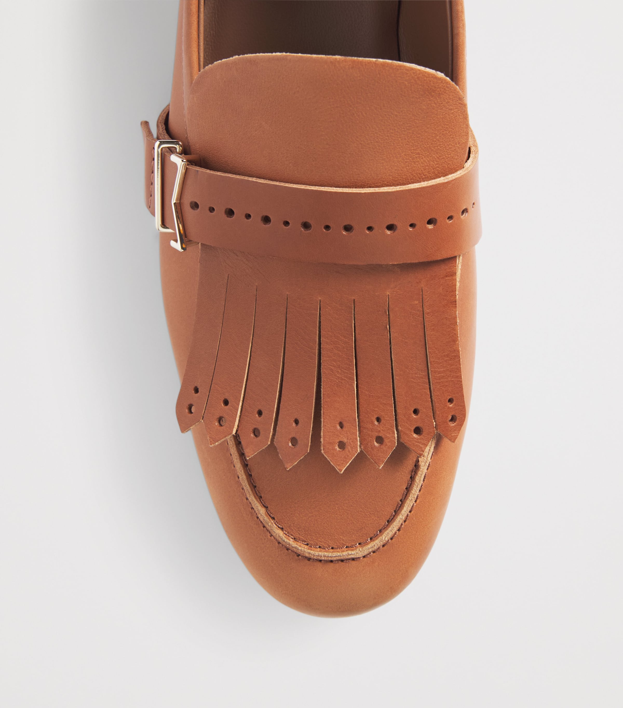Max Mara Leather Fringe Loafers Amber Brown Image 6