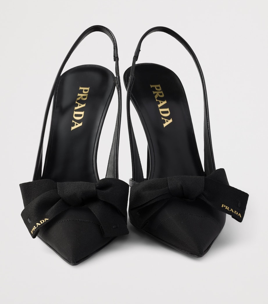 Prada Mesh Bow Slingback Heels 100 Black Image 5