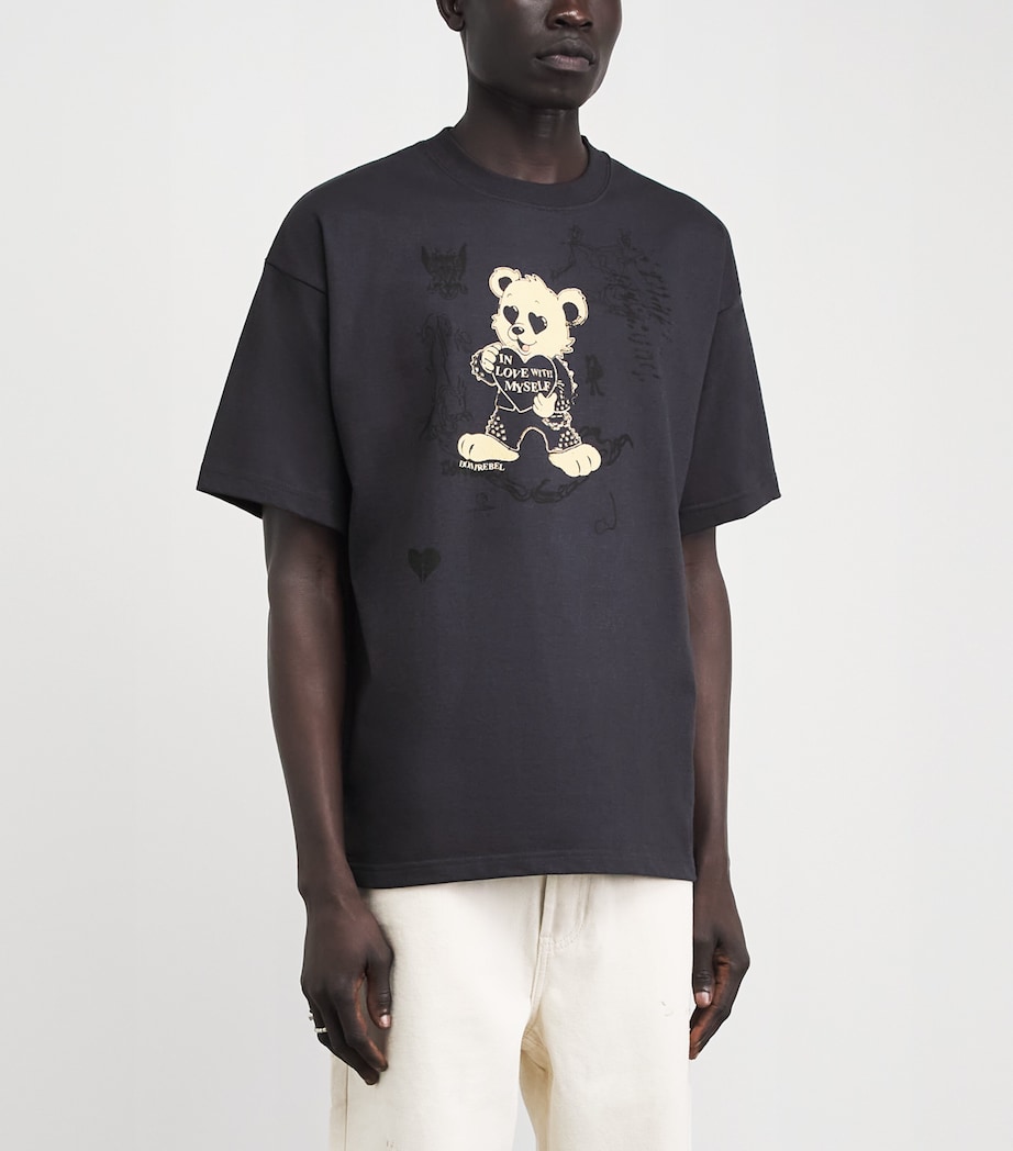 DOMREBEL Mens Cotton in Love With Myself T-Shirt Old Black Image 4