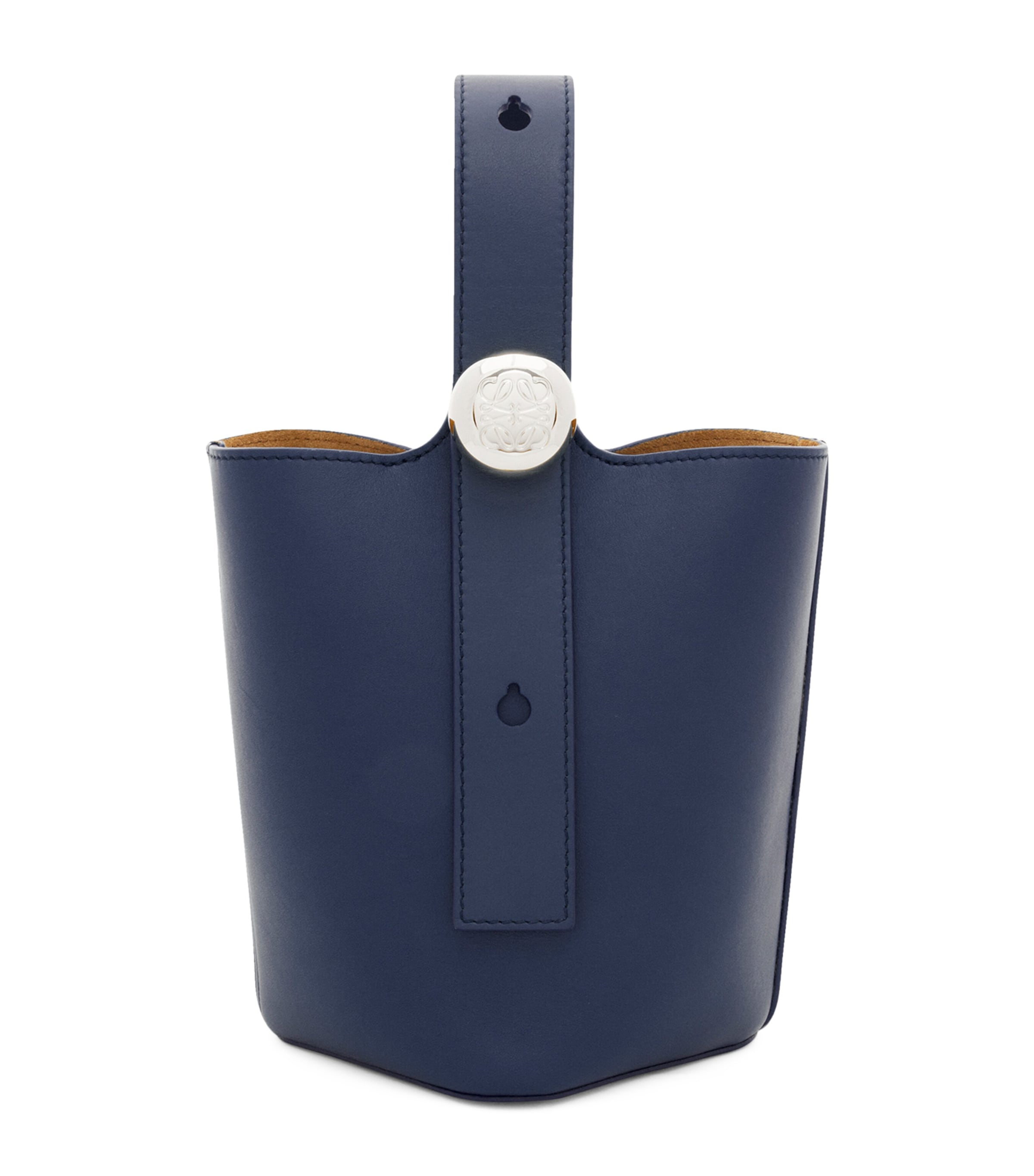 Loewe Mini Leather Pebble Bucket Bag In Blue