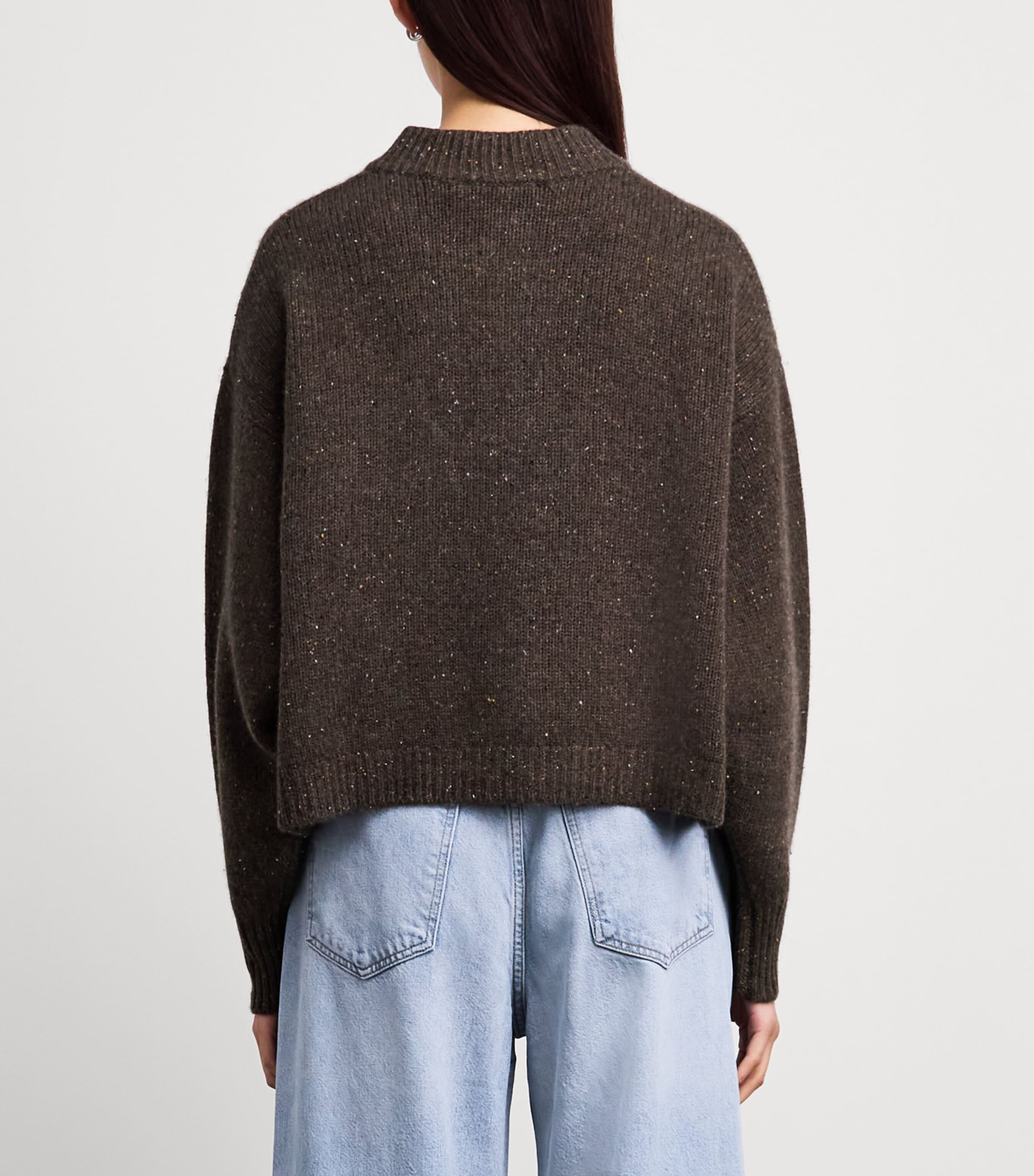 FRAME Womens The Cashmere Fleck Cardigan Brown Image 5