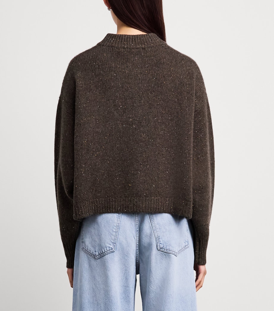 FRAME Womens The Cashmere Fleck Cardigan Brown Image 5