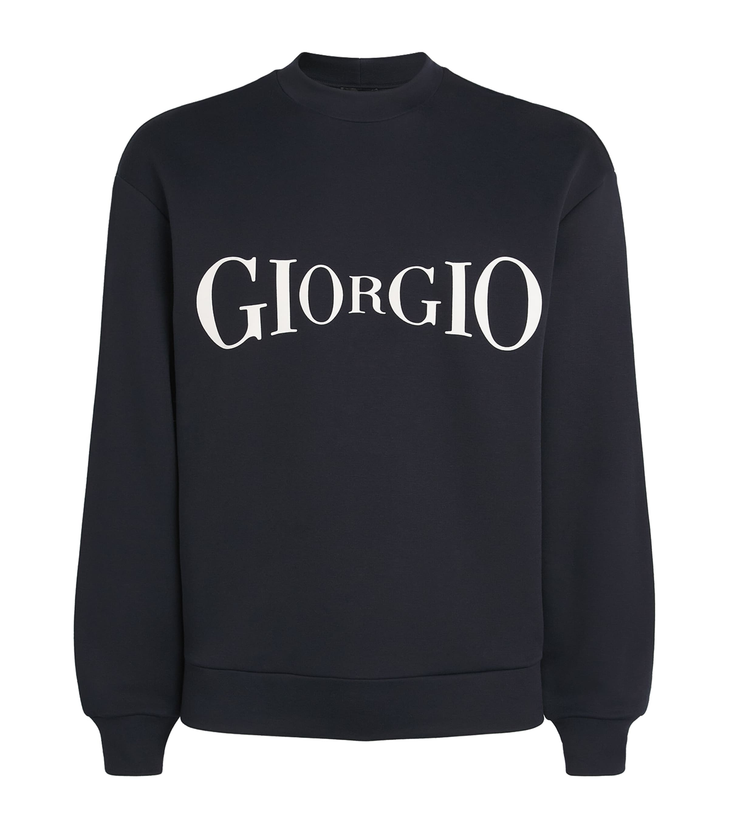 Giorgio Armani Contrasting Logo Sweater In Blue
