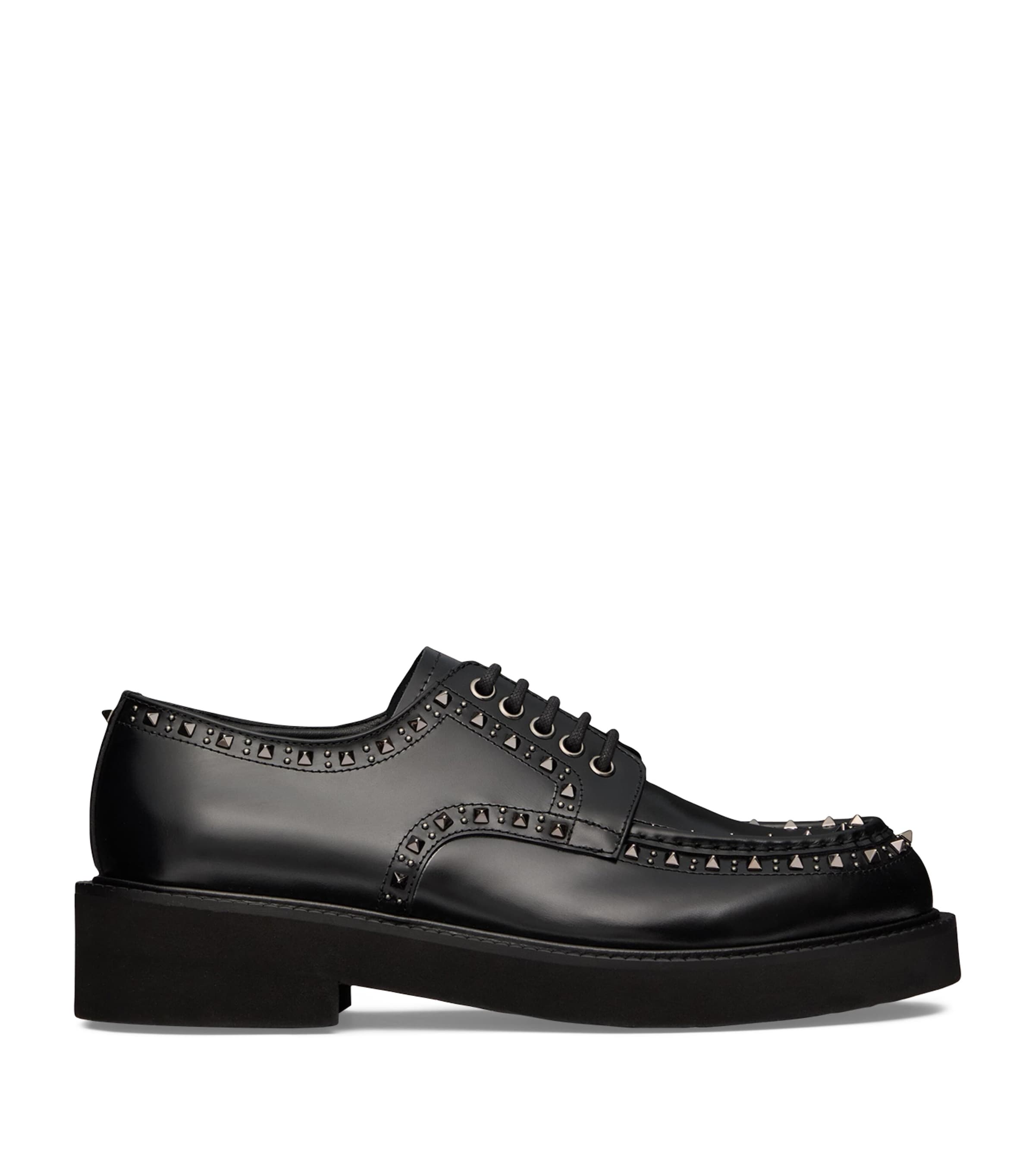 VALENTINO GARAVANI DERBY SHOES 42 未使用 Valentino Garavani Black Leather Rockstud Gentleglam Derby