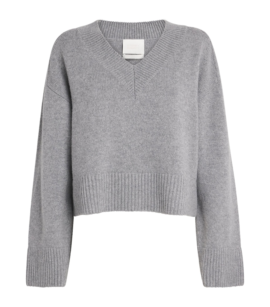 Wool-Cashmere Gazette Puzzle Sweater HEATHER GREY Image 1