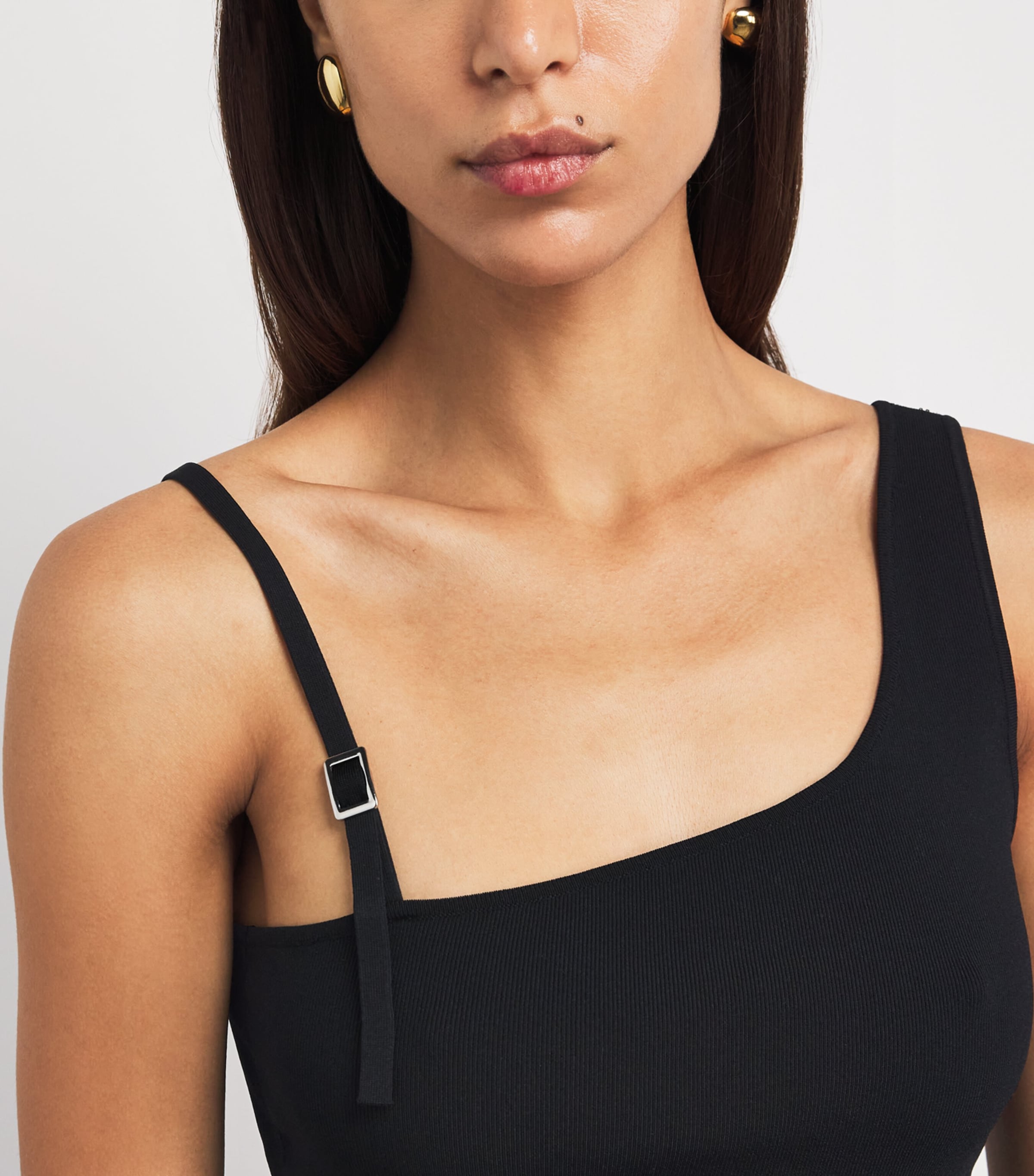 Sandro Paris Womens Knitted Asymmetric Tank Top Black Image 3