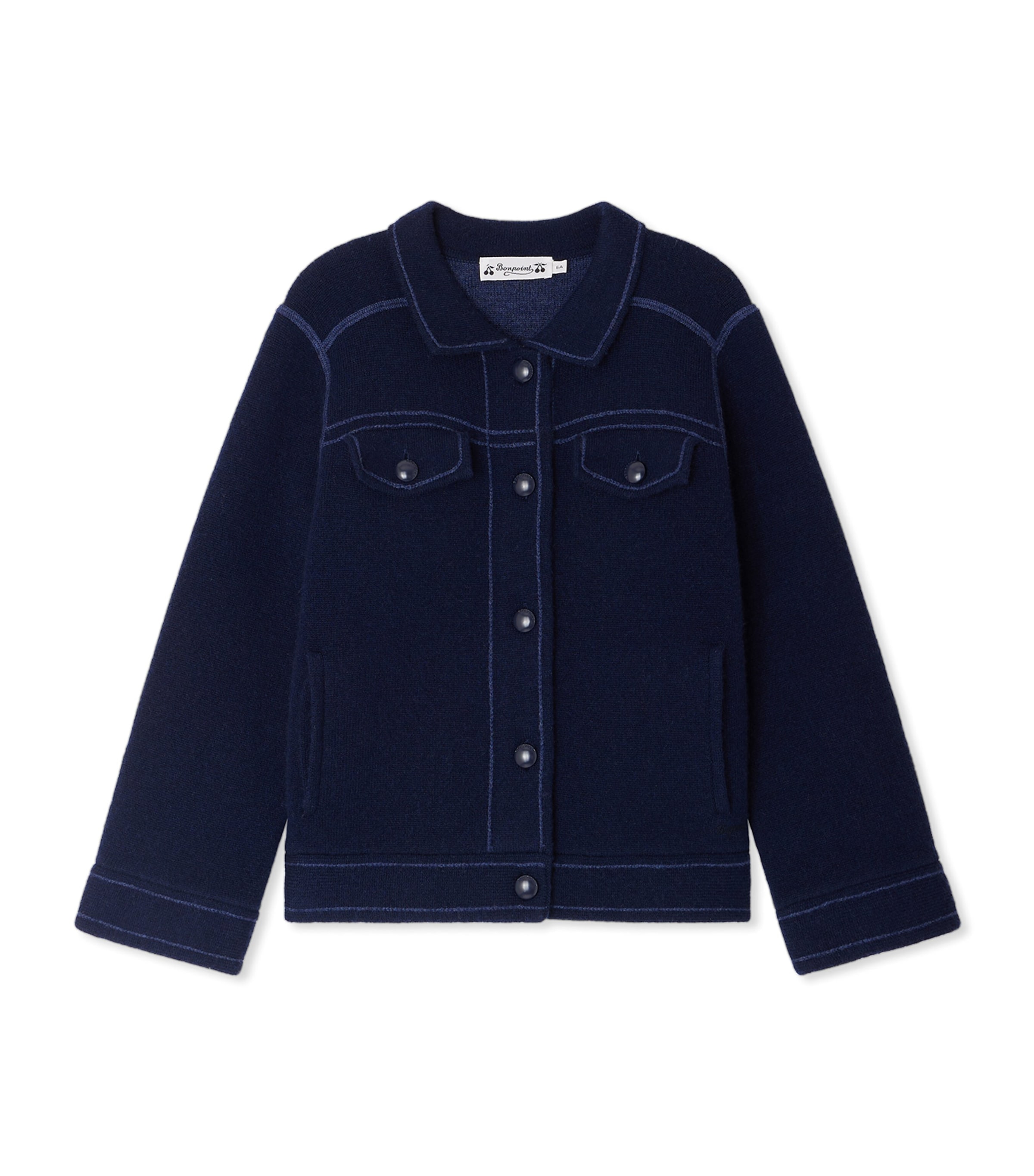 Bonpoint Wool-cashmere Button-up Jacket In Blue