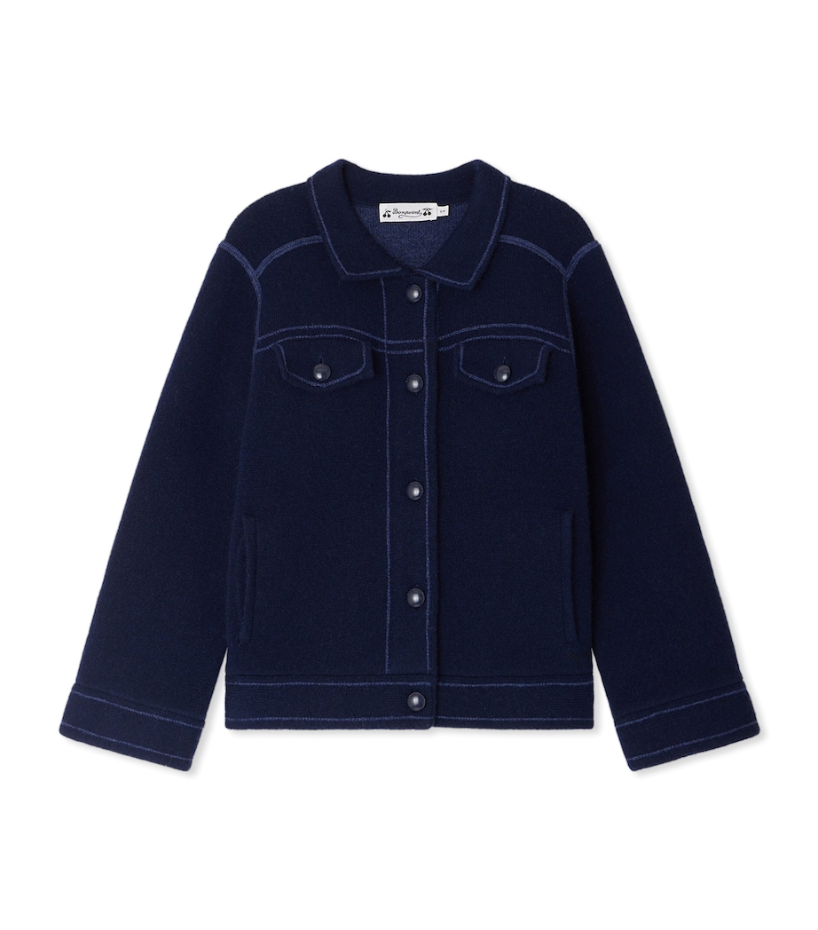 Wool-Cashmere Button-Up Jacket (4-8 Years) MARINE Image 1