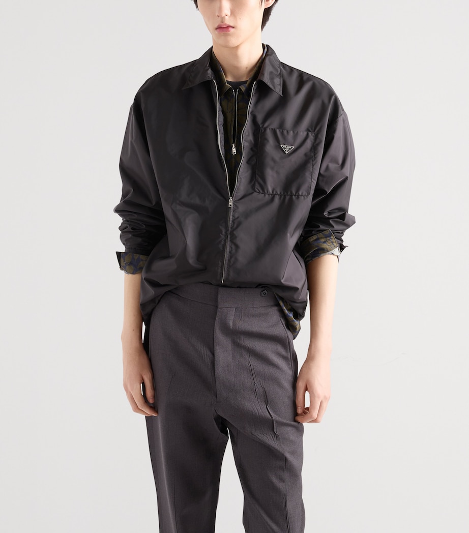 Prada Mens Re-Nylon Zipped Shirt Black Image 3