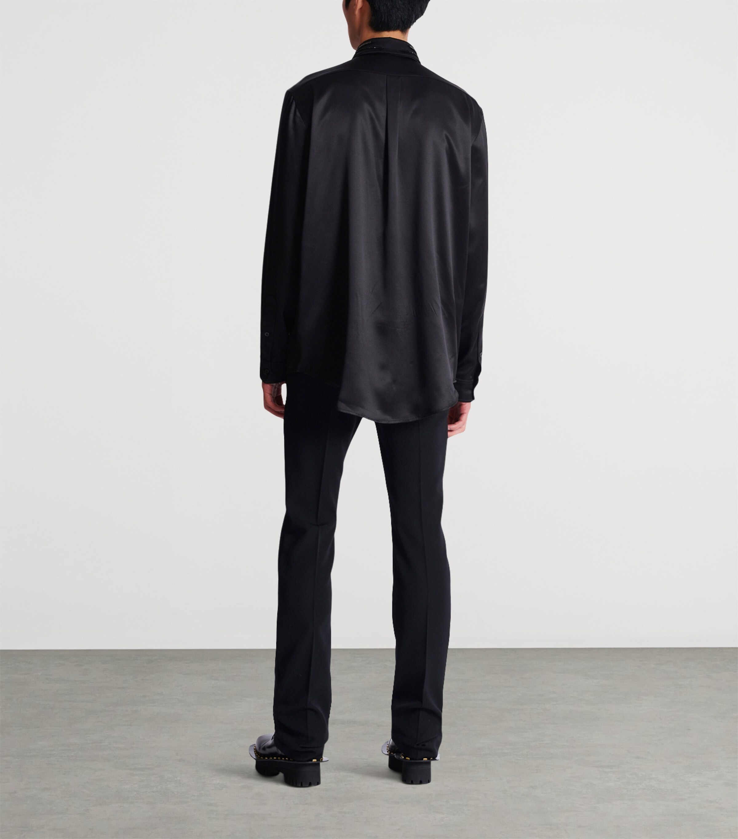 Satin Embellished Shirt EAP NOIR/NOIR Image 7