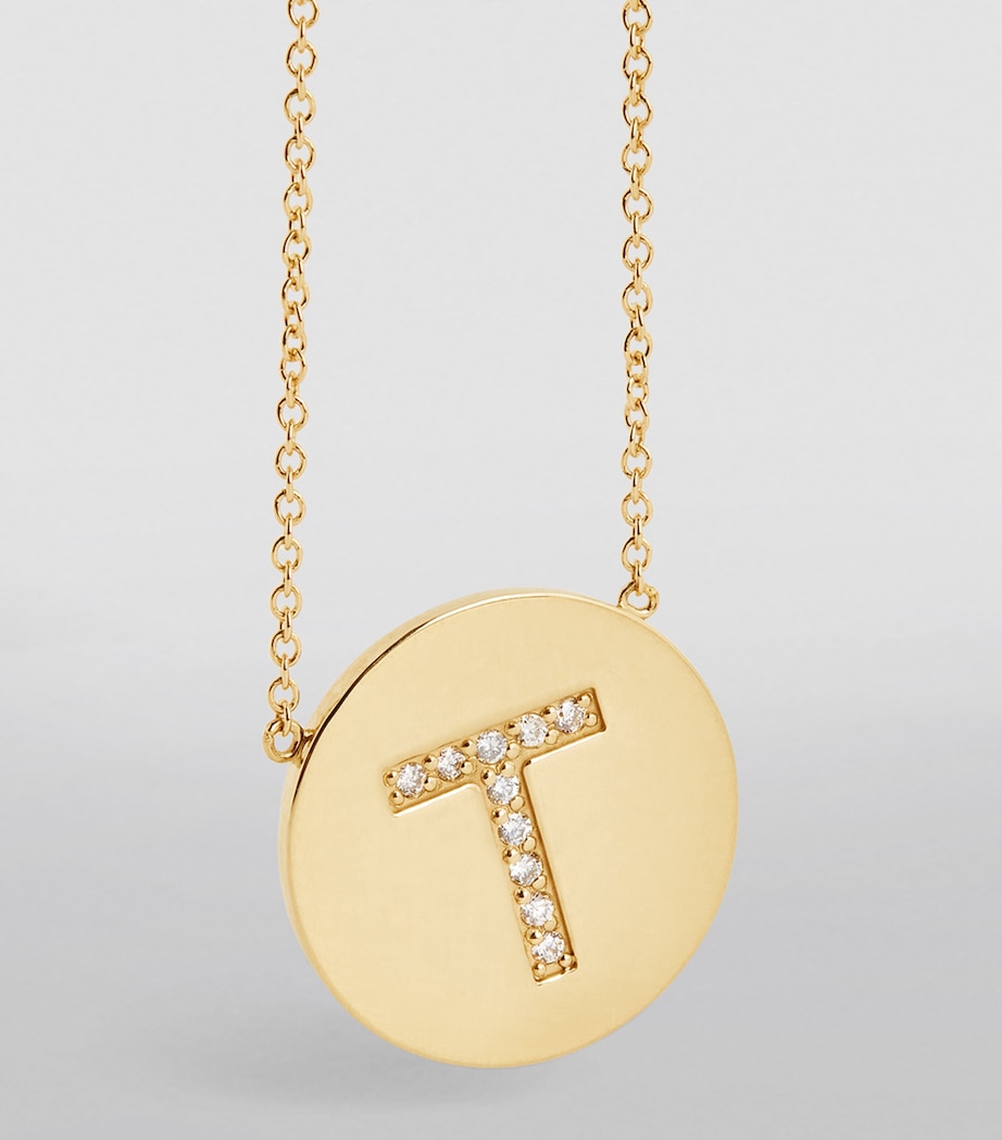 Jennifer Meyer Yellow Gold and Diamond Letter Disc T Necklace Yellow Gold Image 5