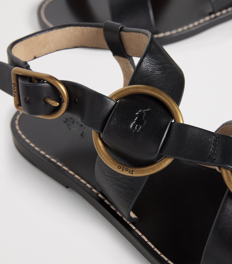 Leather Double O-Ring Sandals BLACK Image 5
