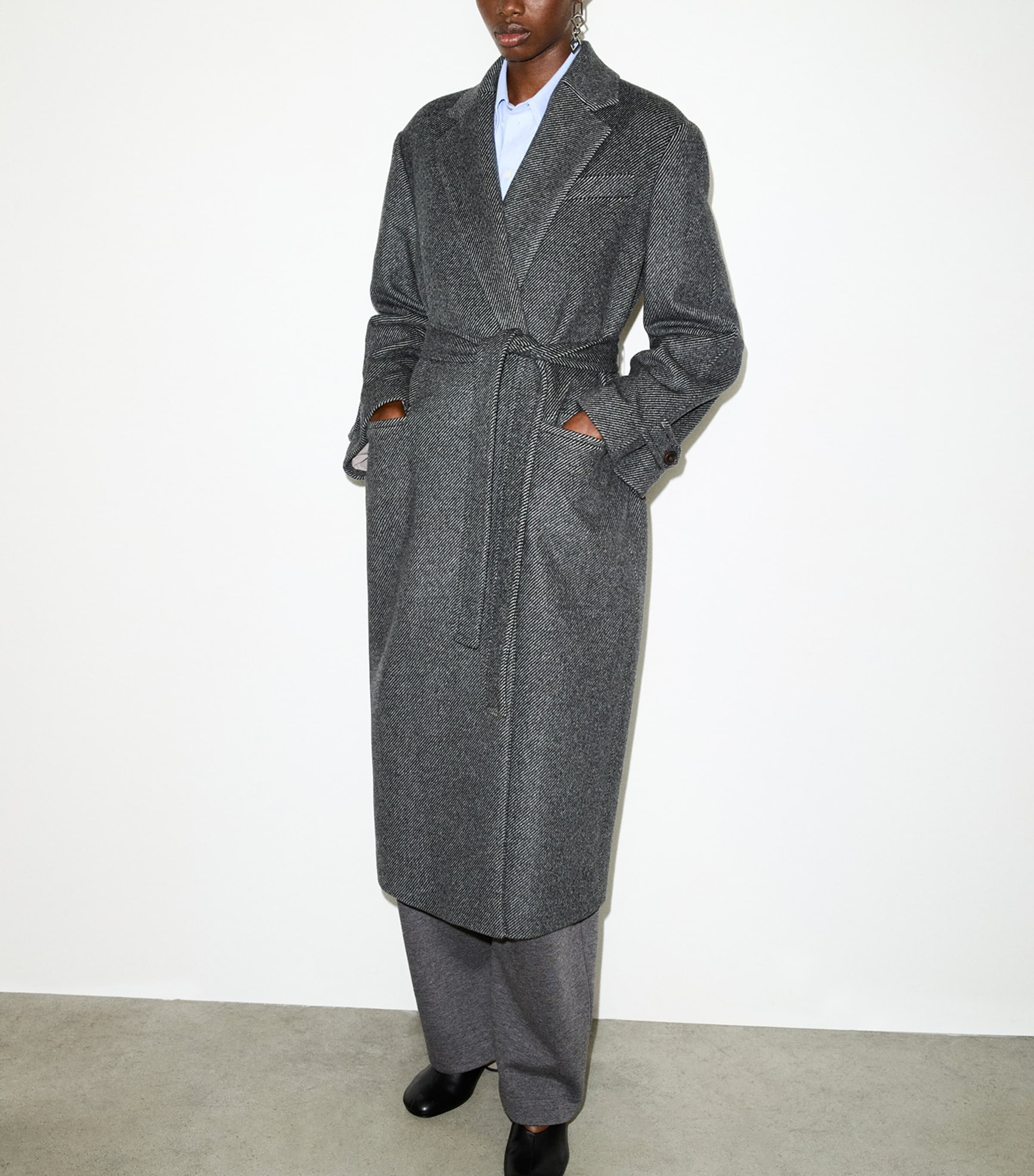 MAX&Co. Womens Virgin Wool Belted Coat Black Image 6